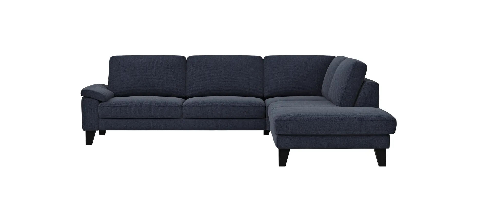 Ecksofa Oviedo - 2,5-Sitzer mit Ecke rechts inkl. Drehsitz, Stoff, Dunkelblau 102286