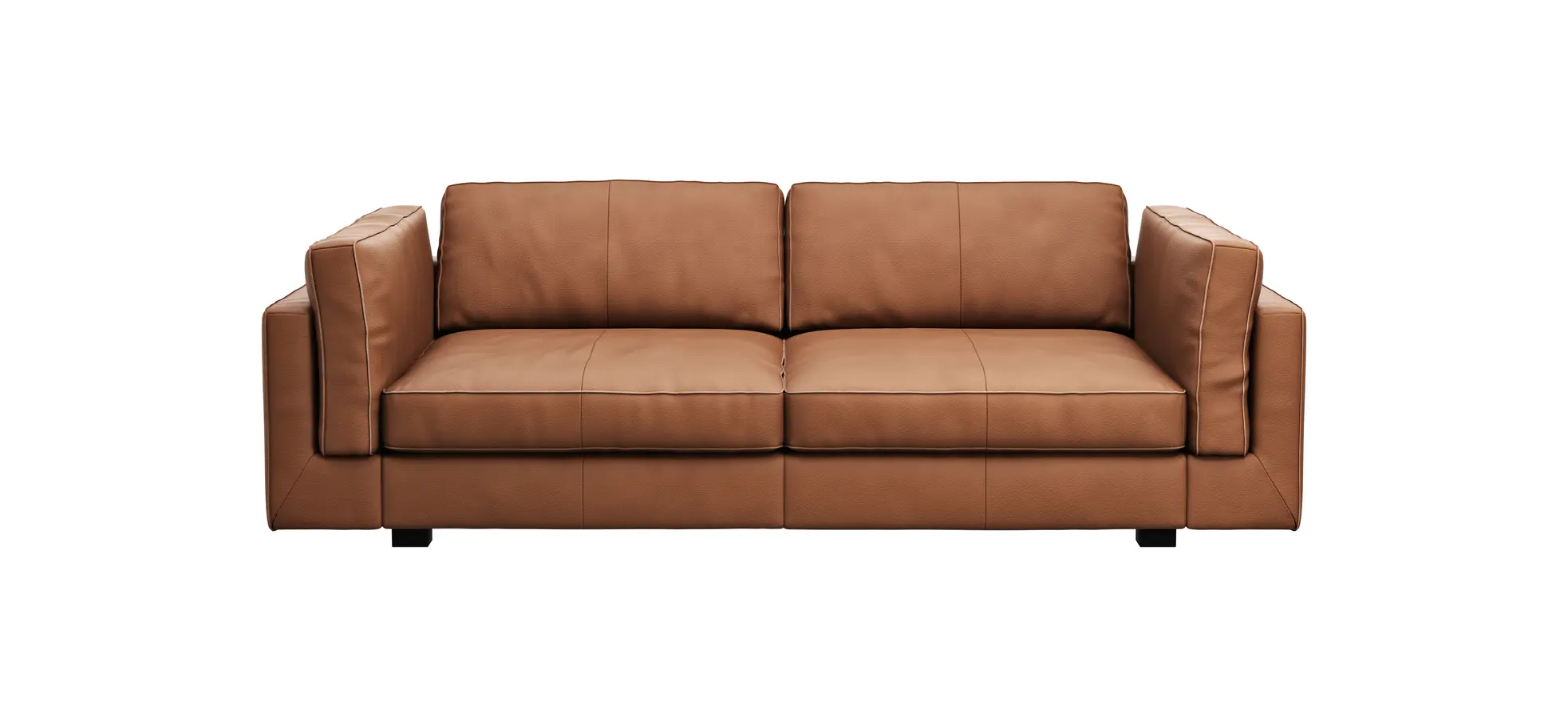 Sofa Aprino 3 - 3,5-Sitzer XXL, Dickleder, Cognac, Armlehne Kissen 111326