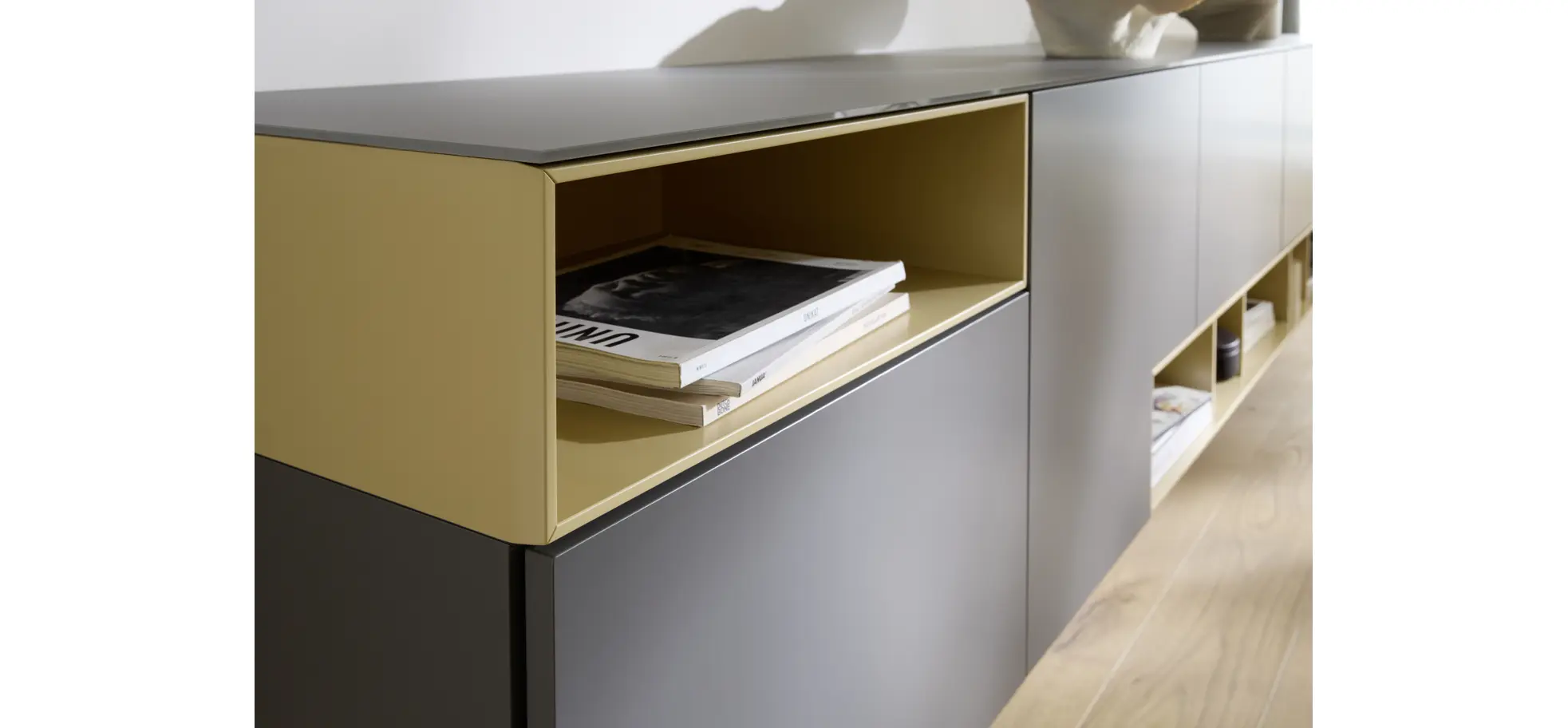 Sideboard 3900 - BHT ca. 260x55x45 cm, Lack, Steingrau