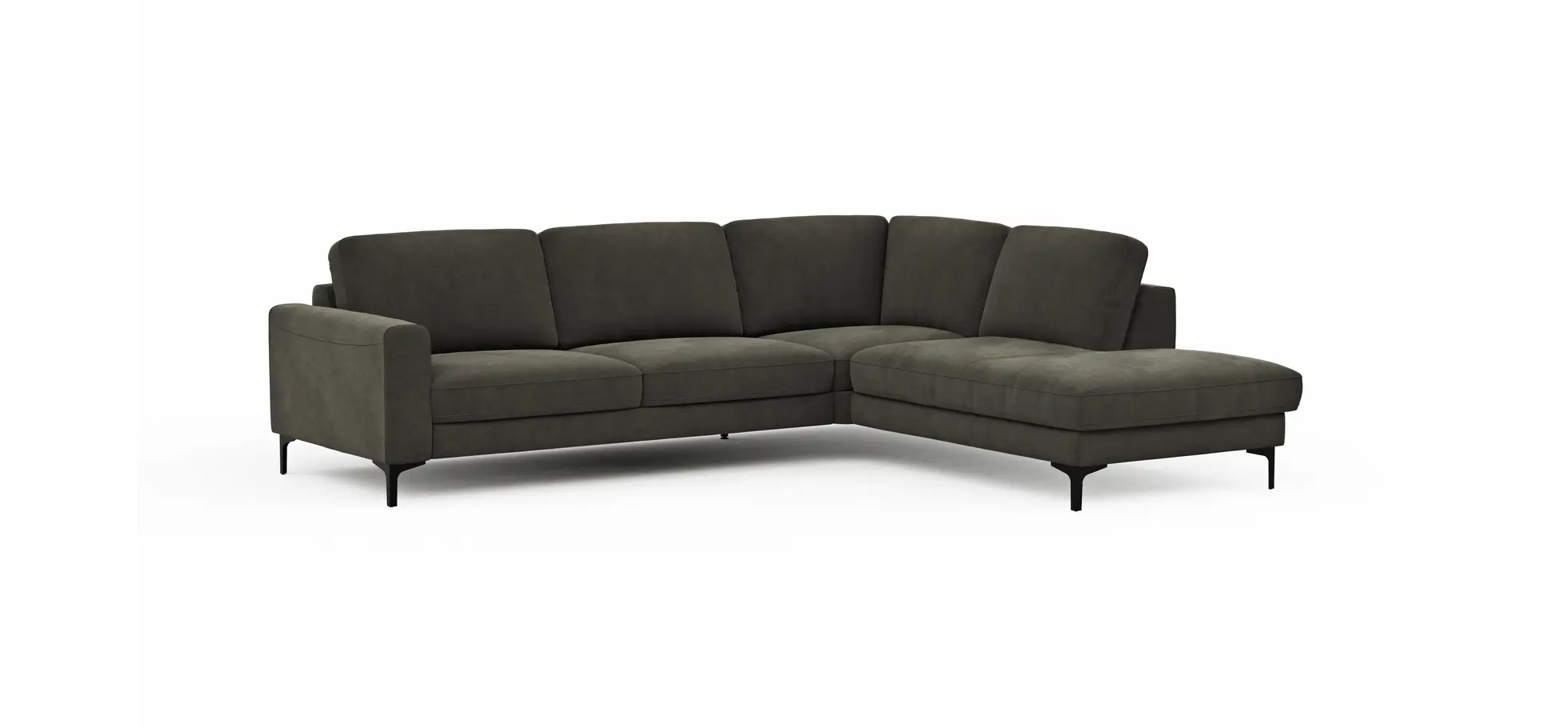 Ecksofa Oviedo - Ecke links mit 2,5-Sitzer, Stoff, Braungrün