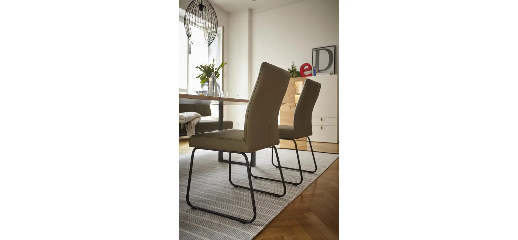 Polsterstuhl Carmelo - Leder, Olive