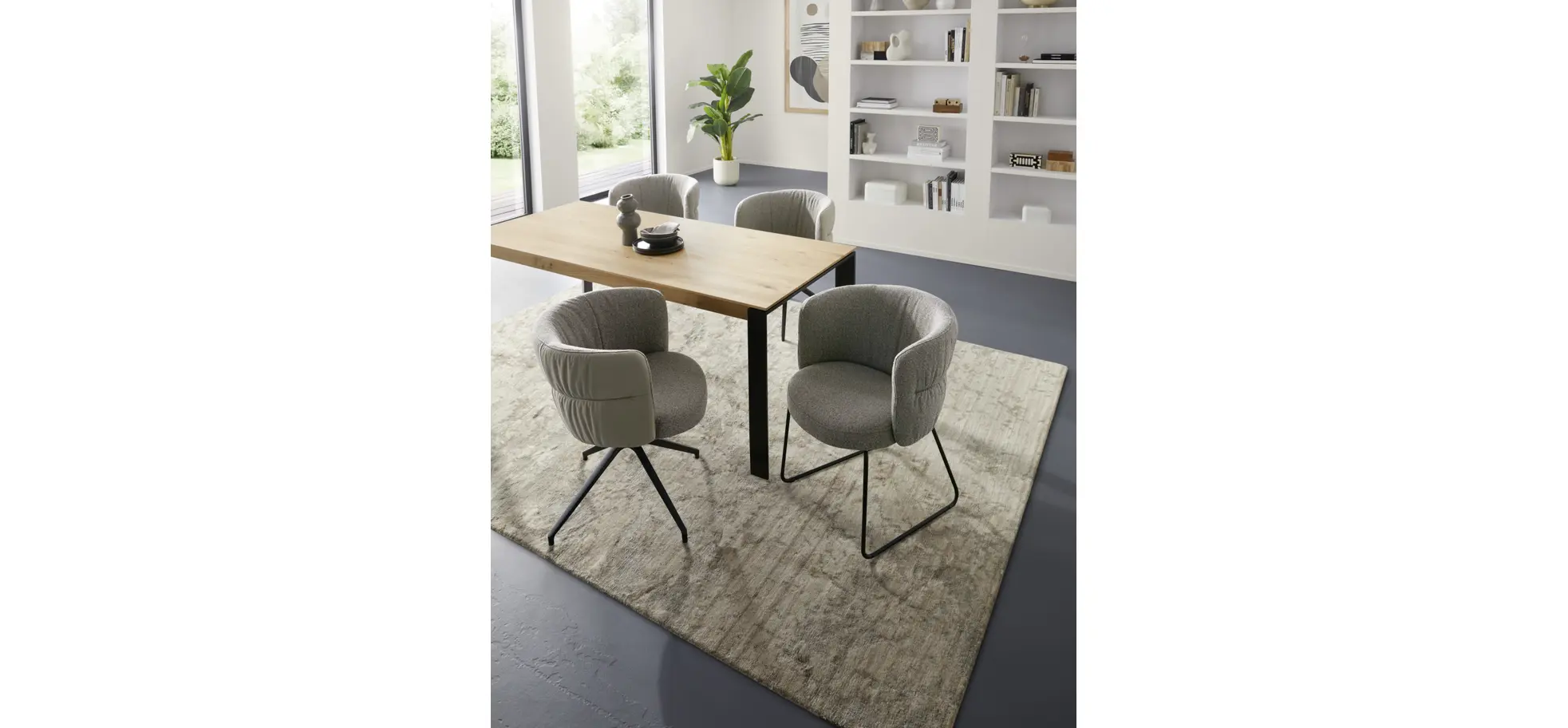 Armlehnstuhl Milana - Stoff, Grau