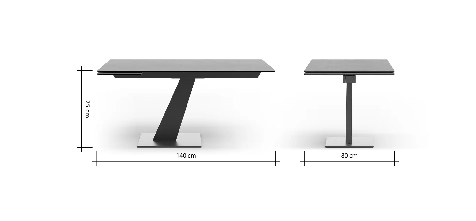 Esstisch Iseo - LB ca. 140x80 cm, ausziehbar, Keramik, Grau