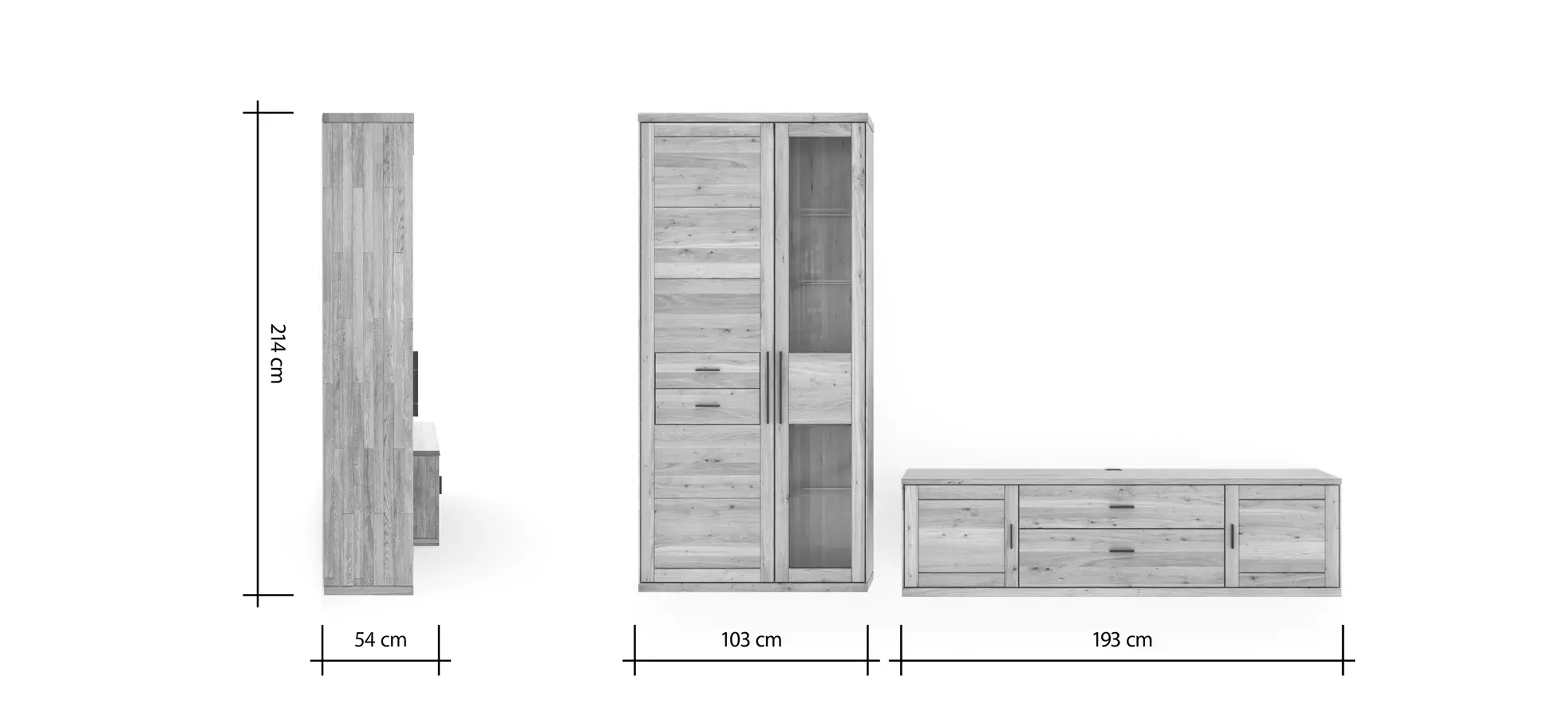 Wohnwand Faro 6.0 -  Wildeiche massiv, geölt