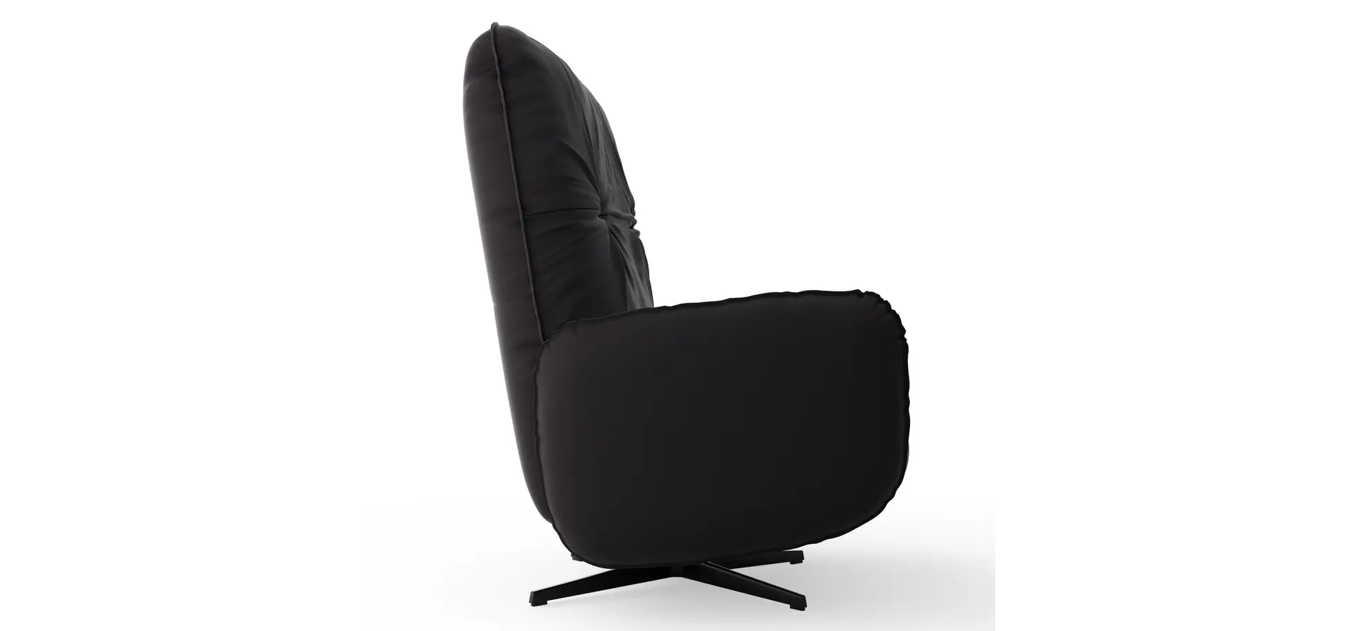 Loungesessel Lovere - Leder, Schwarz, Armlehne links