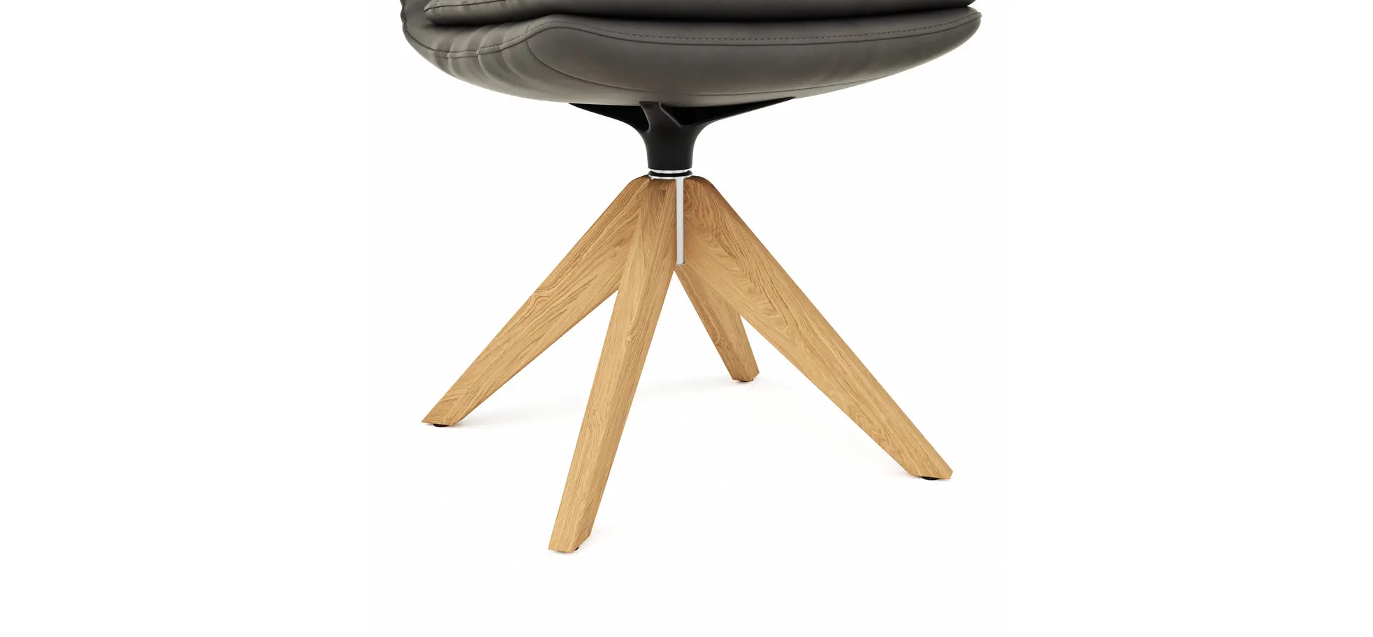 Polsterstuhl Macano - drehbar, Leder, Grau