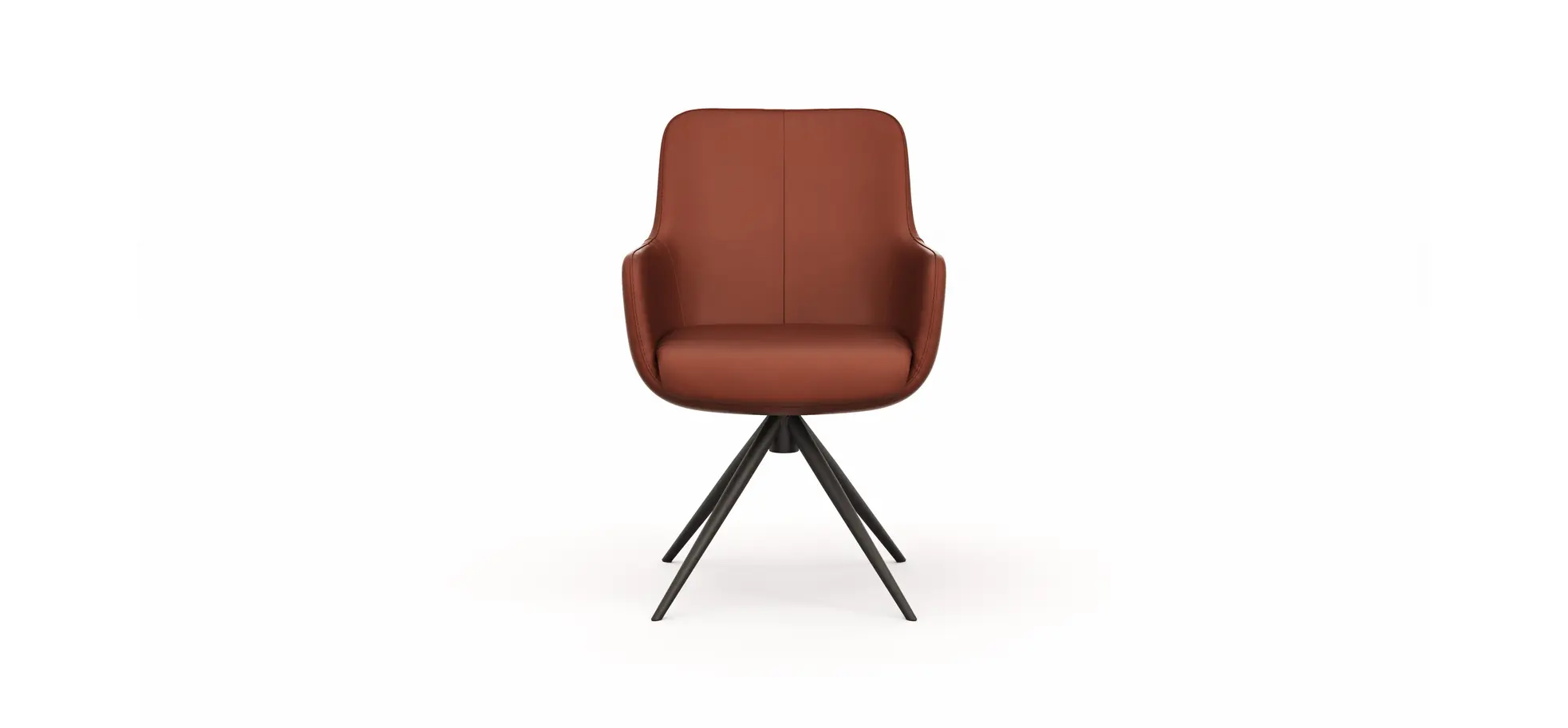 Armlehnstuhl Mis - Leder, Rost, Gestell, Schwarz