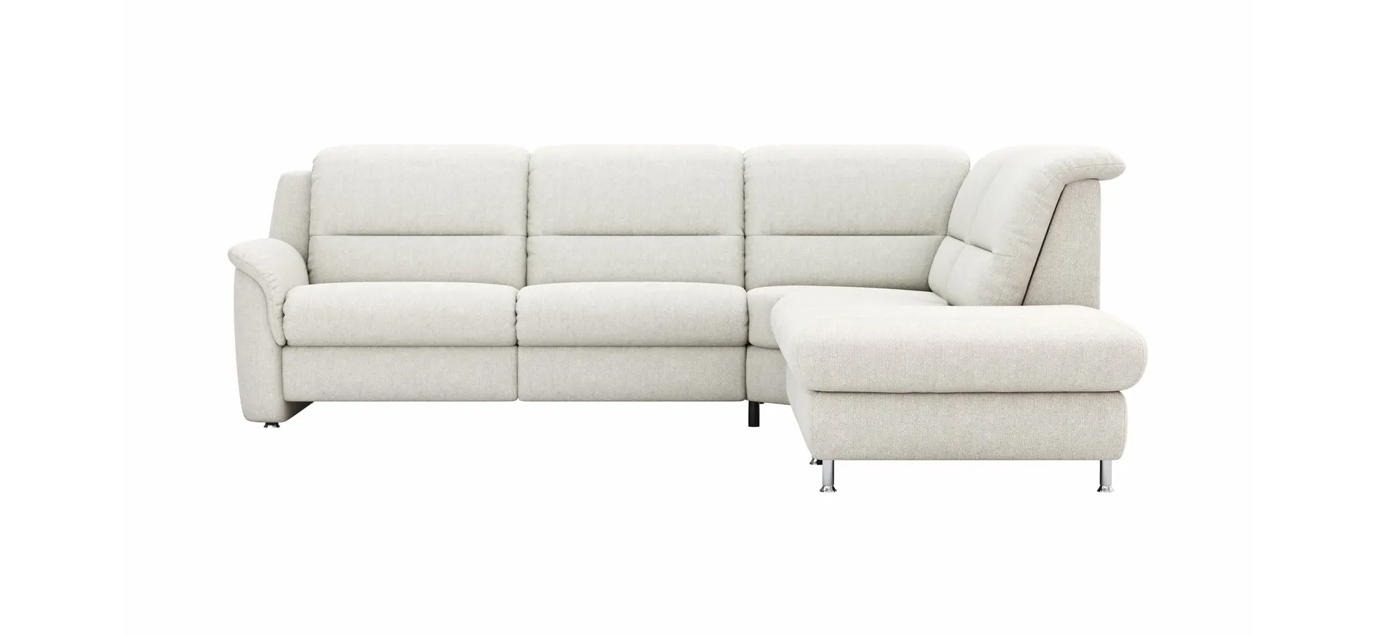 Ecksofa Cornella Classic - 2-Sitzer mit Ecke rechts, Stoff, Creme 117988