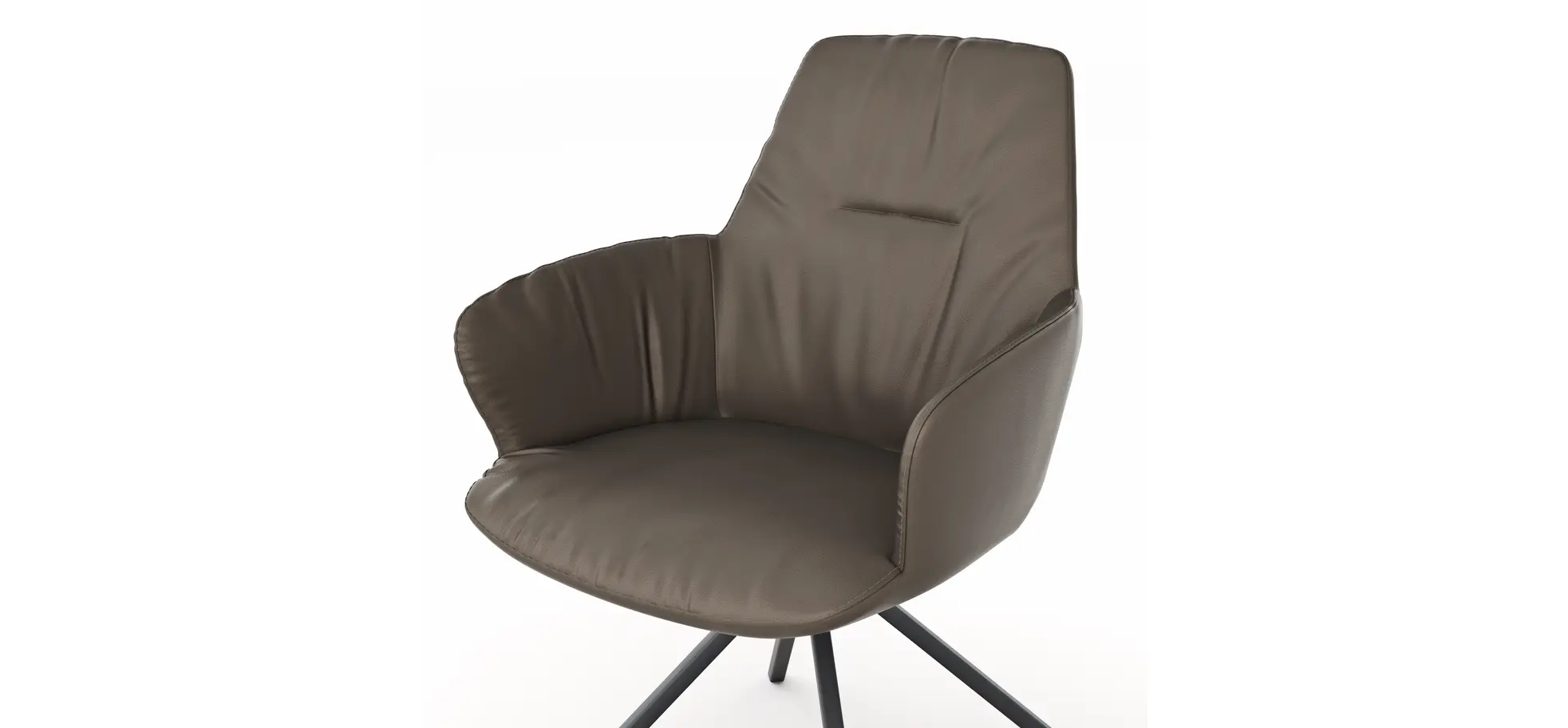 Armlehnstuhl Pegara - Leder, Dunkelbraun