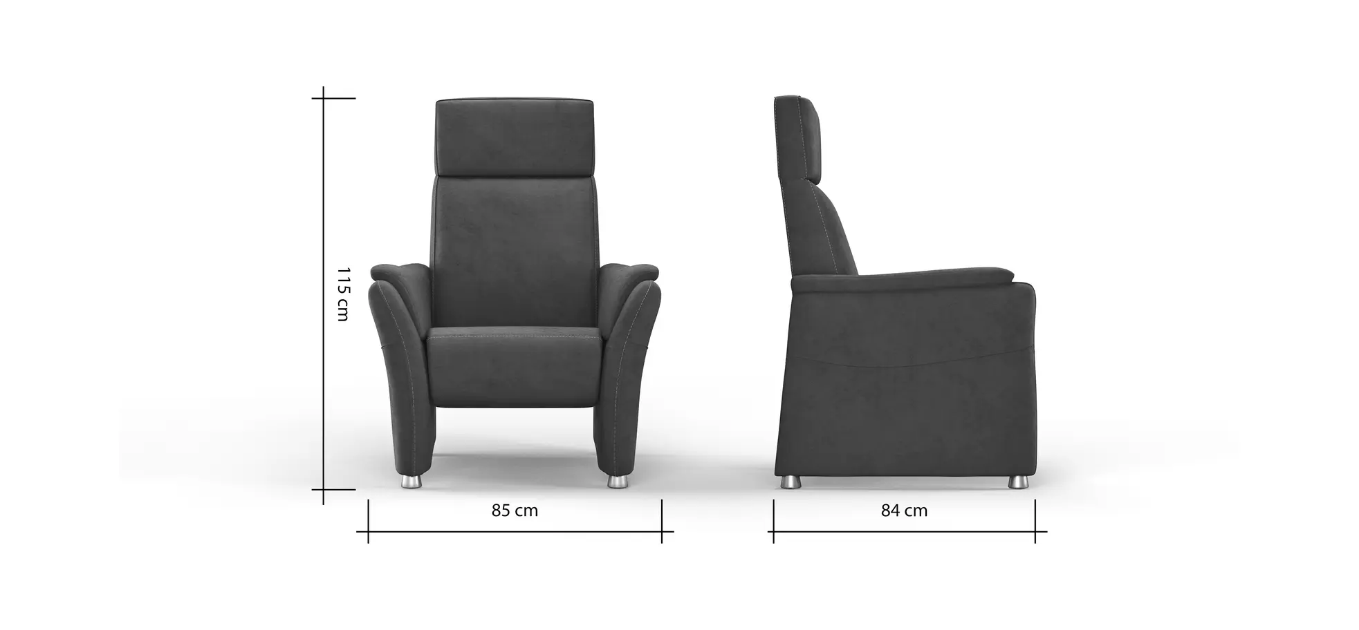 Relaxsessel Arima H - Kopf-/Fußteil/Rückenlehne verstellbar, Stoff, Dunkelbraun