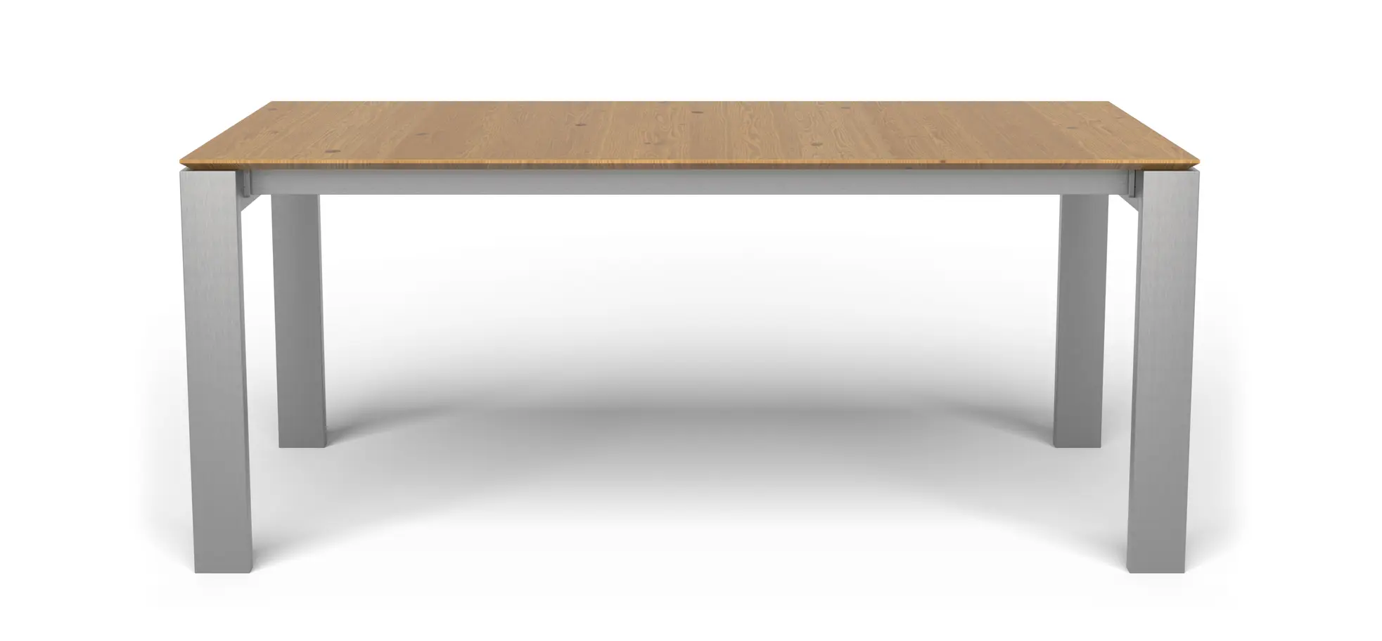 Esstisch 3400 - LB ca. 180x100 cm, ausziehbar, Asteiche massiv, 4-Fuss, Edelstahl