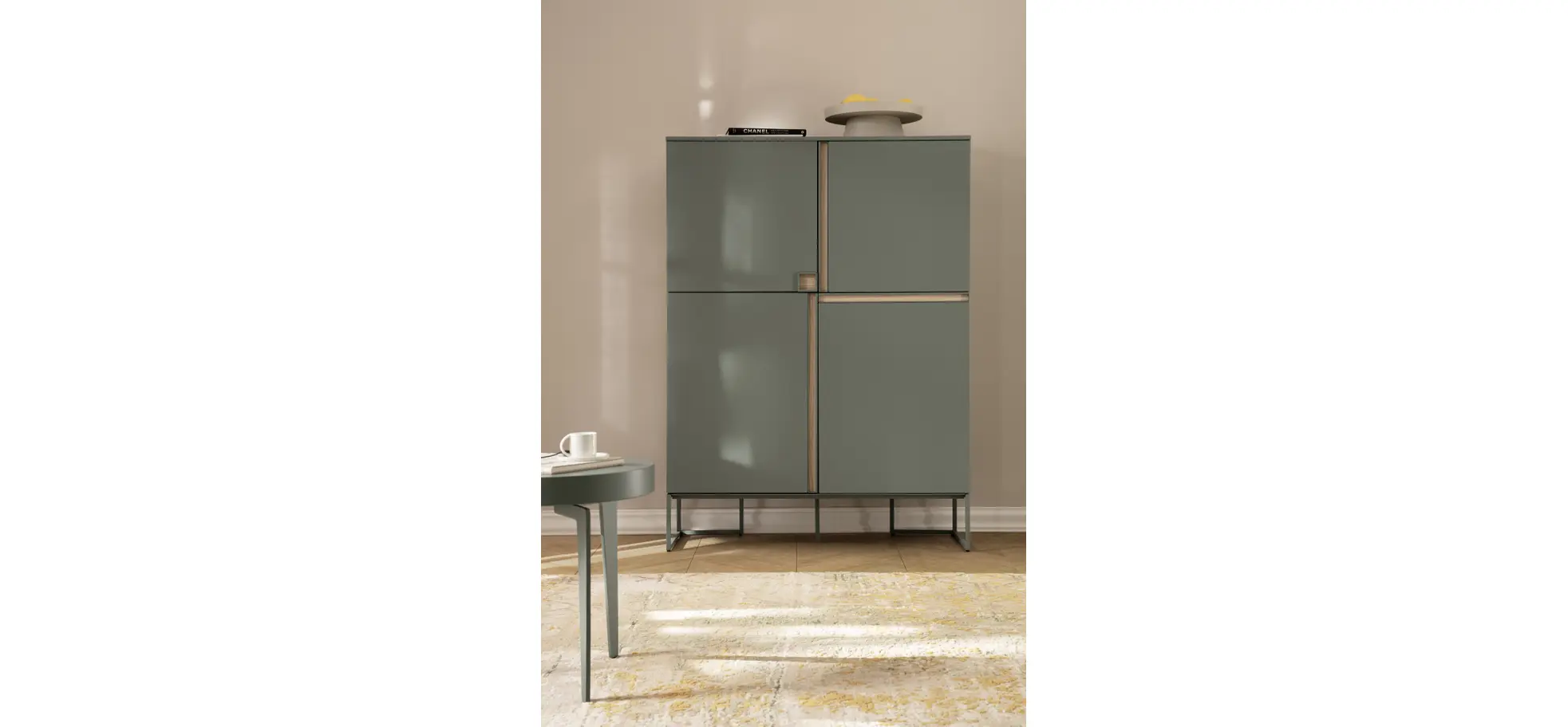 Highboard Venzone - BHT ca. 109x148x41 cm, Lack, Jade