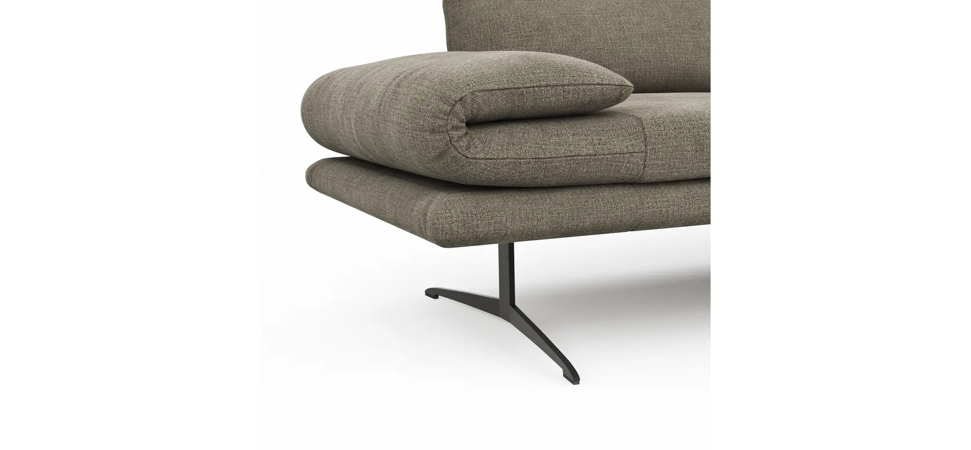 Ecksofa Lucero - 2-Sitzer mit Longchair rechts, Stoff, Olivgrün