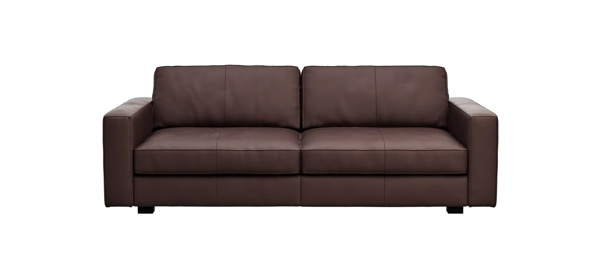  Sofa Aprino 2 - 3,5-Sitzer L, Dickleder, Dunkelbraun, Armlehne Block schmal 111302