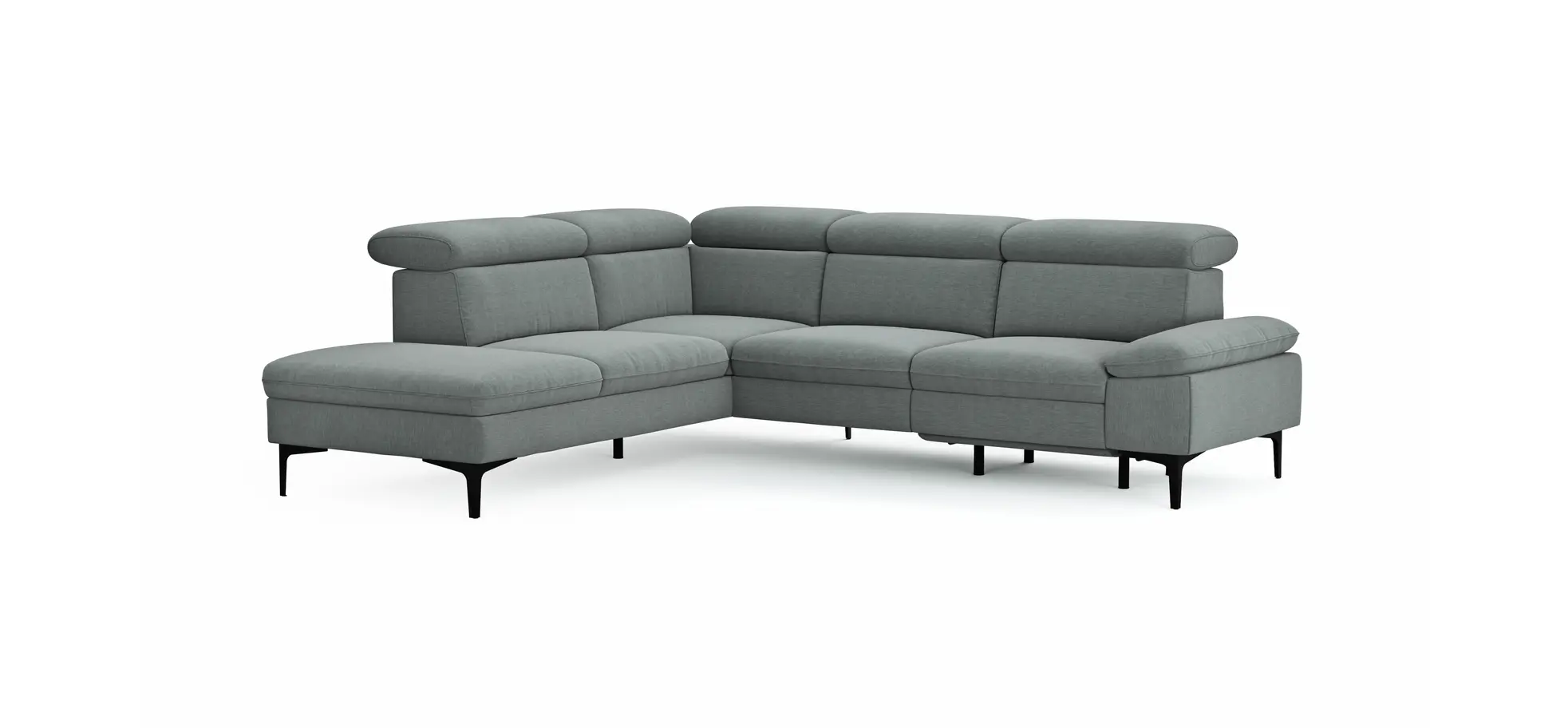 Ecksofa Felipa - Ecke links mit 2,5-Sitzer inkl. Armlehne verstellbar und Rückenlehne/Sitztiefe verstellbar (motorisch), Stoff, Grau