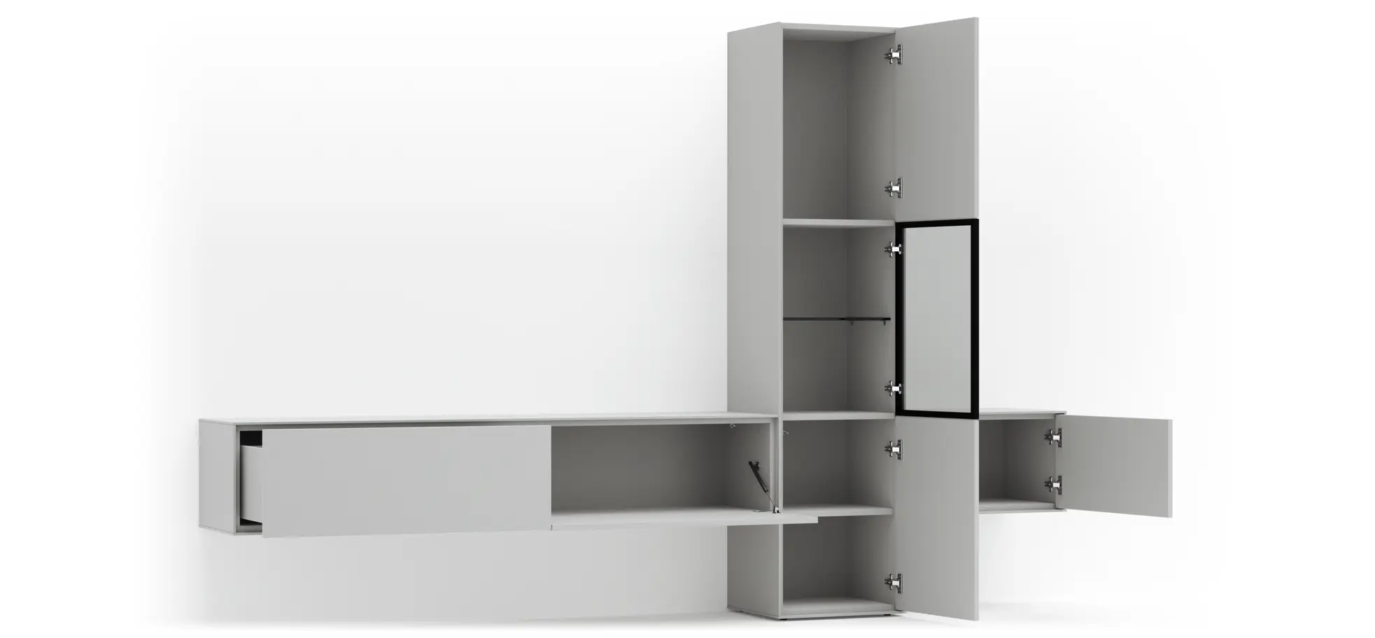 Wohnwand Medio - Lack, Weiß