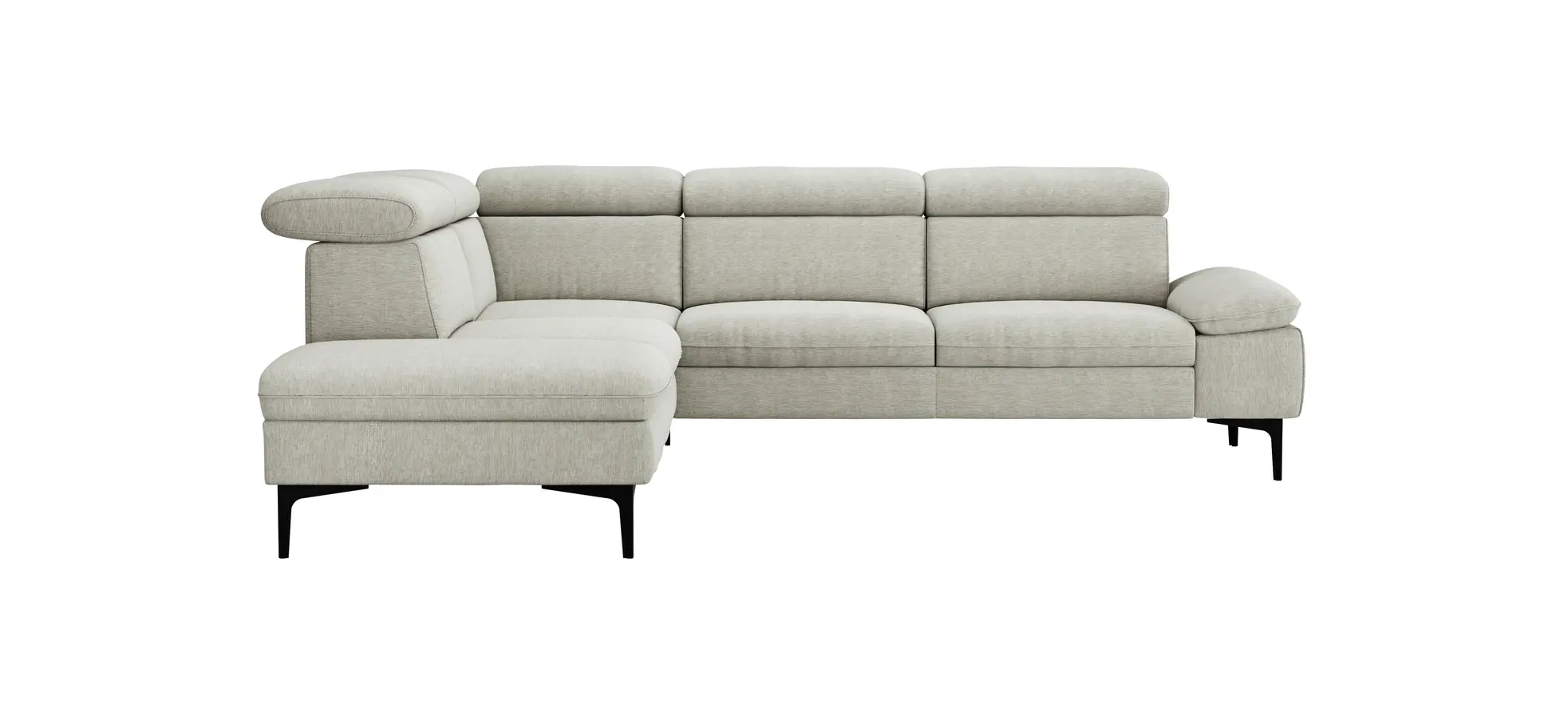 Ecksofa Felipa - Ecke links mit 2,5-Sitzer inkl. Kopfteil verstellbar, Stoff, Natur 1051382