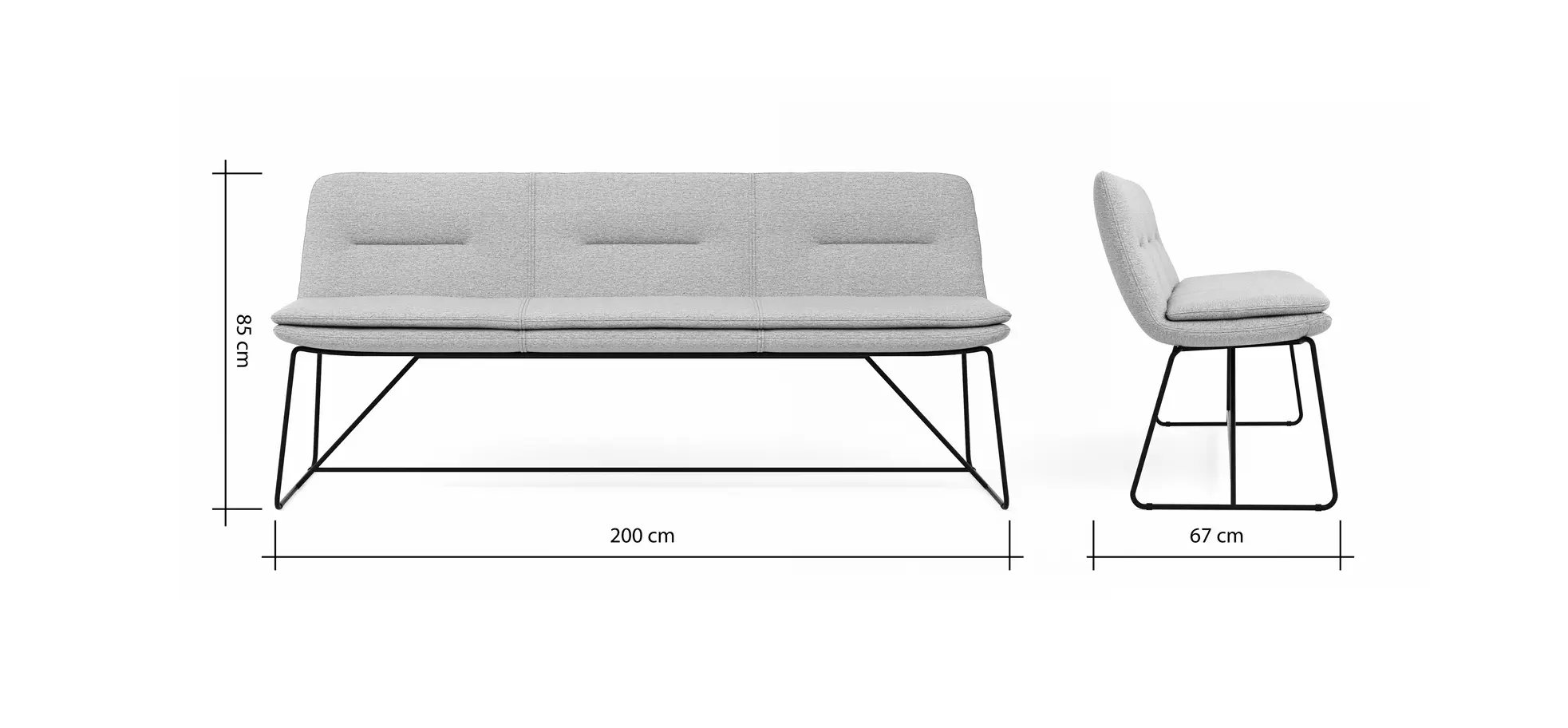 Polsterbank Macano - B ca. 200 cm, Stoff, Beige