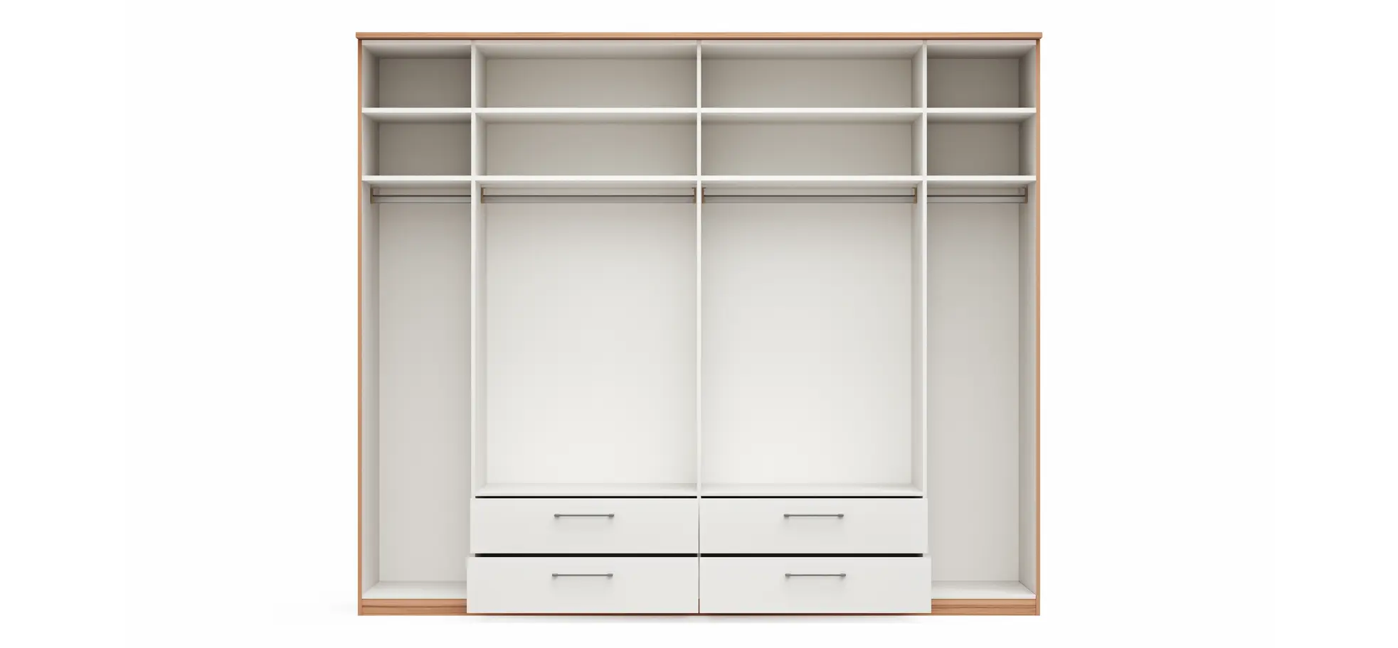 Drehtürenschrank Viana - B. ca. 270 cm, Furnier, Kernbuche, Weiß