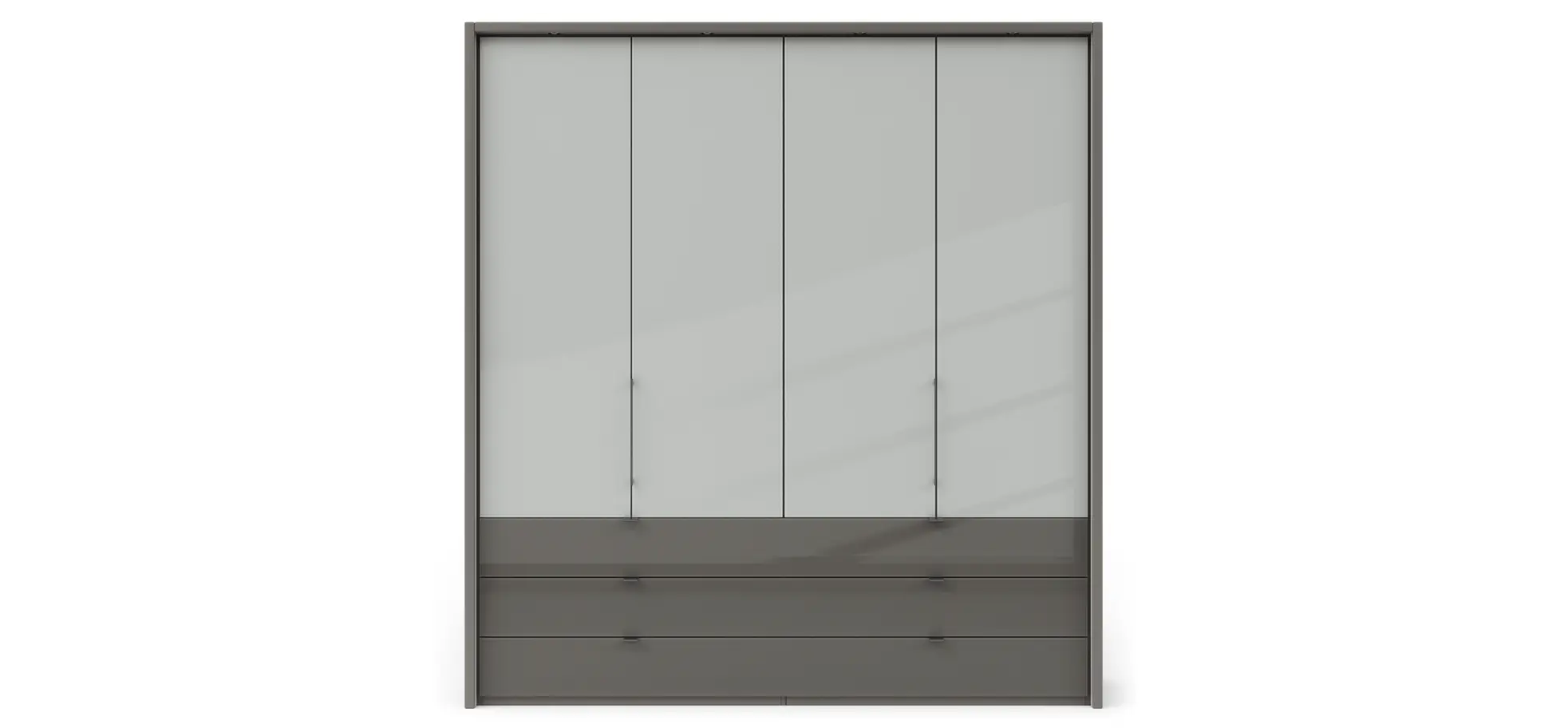Drehtürenschrank Marbella - B. ca. 157cm, Korpus Melamin, Grau, Front Glas, Weiß