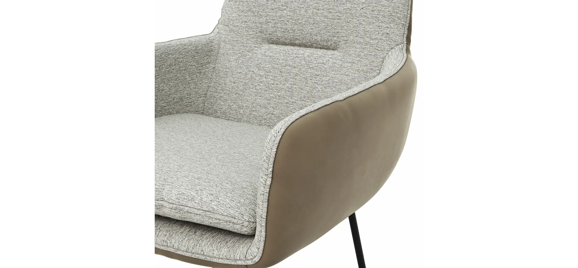 Armlehnstuhl Macano - Stoff & Leder, Hellgrau, Steingrau