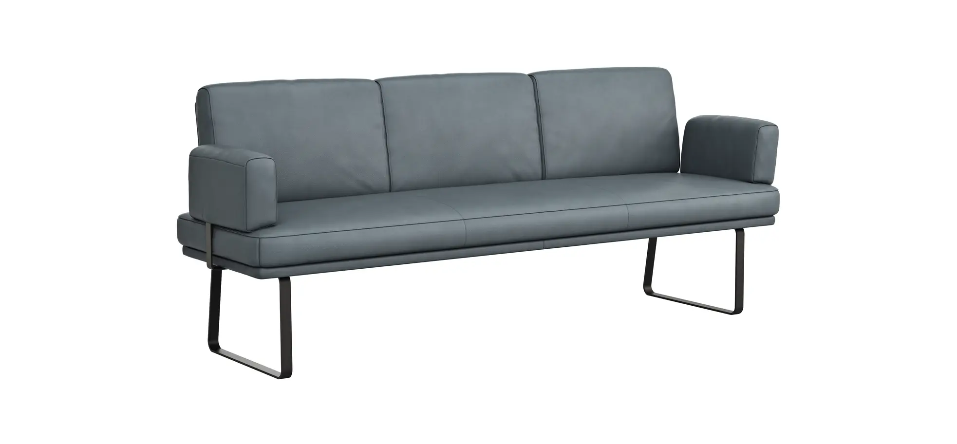 Bank Valloni - B ca. 221 cm, mit Arm- und Rückenlehne, Leder, Hellblau 115400