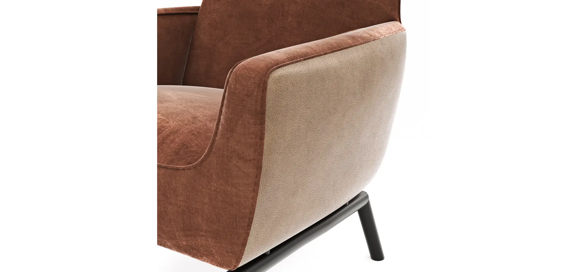 Sessel Matina - Größe M, Leder&Stoff, Cognac, Kupfer