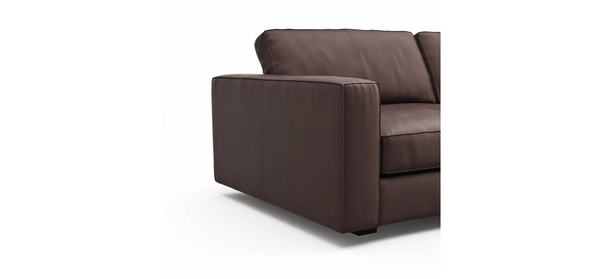  Sofa Aprino 2 - 3,5-Sitzer L, Dickleder, Dunkelbraun, Armlehne Block schmal