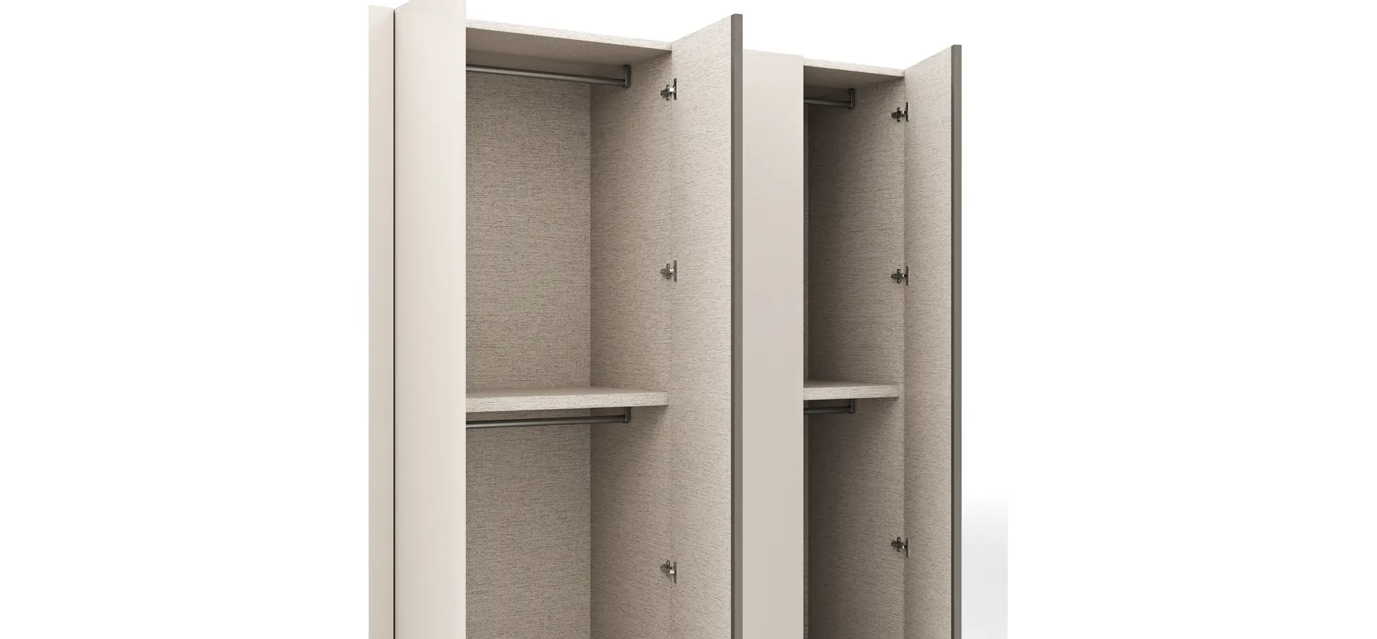 Drehtürenschrank Loretto - B ca. 280 cm, Gola, Lack matt, Perlmutt