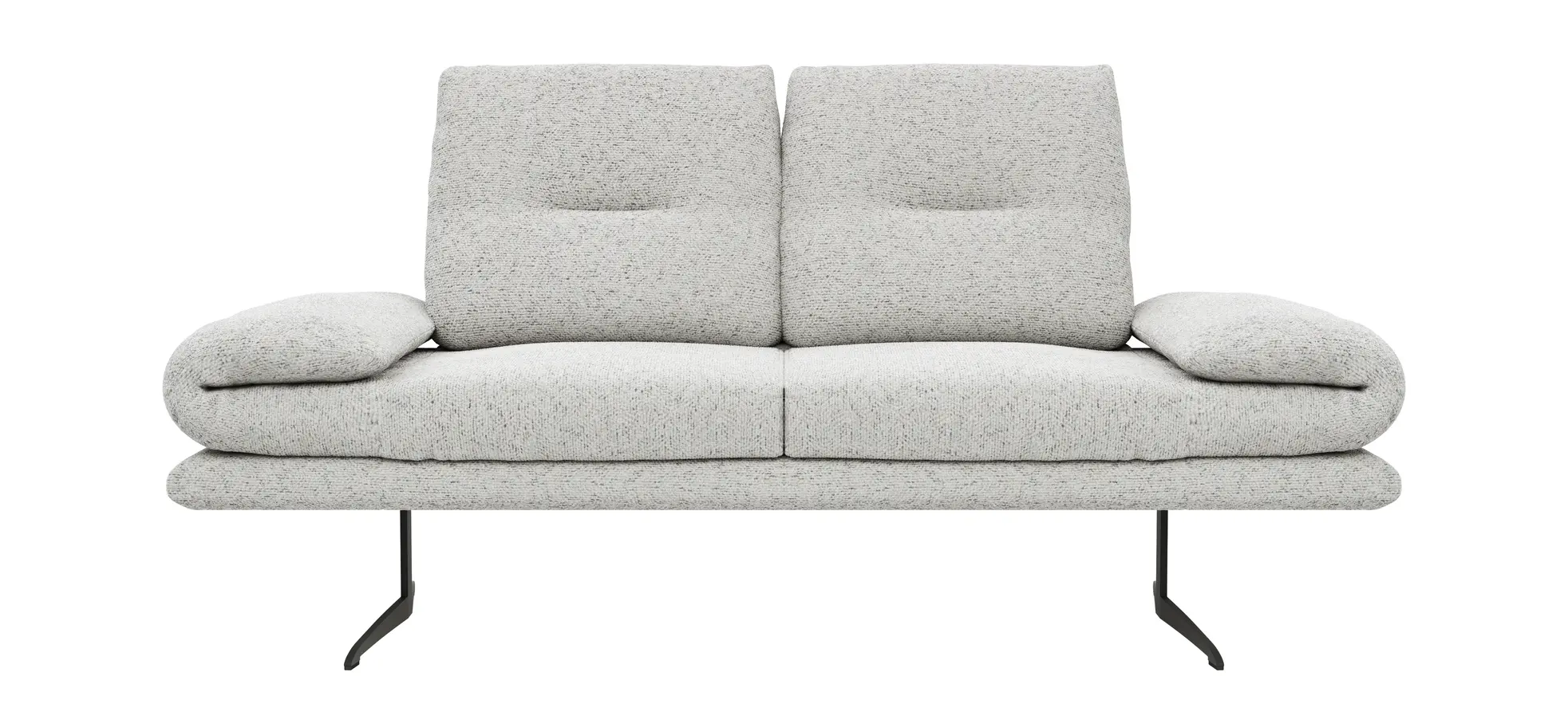 Sofa Lucero 2.0 - 2-Sitzer klein inkl. Drehsitz, Rollout-Armlehne und Sitztiefe verstellbar, Stoff, Offwhite