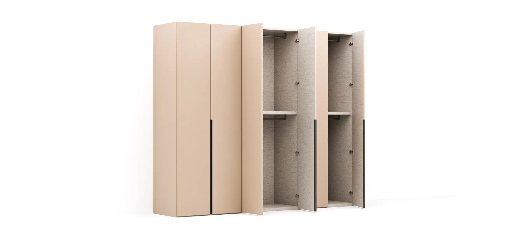 Drehtürenschrank Loretto - B ca. 280 cm, Lack matt, Sand
