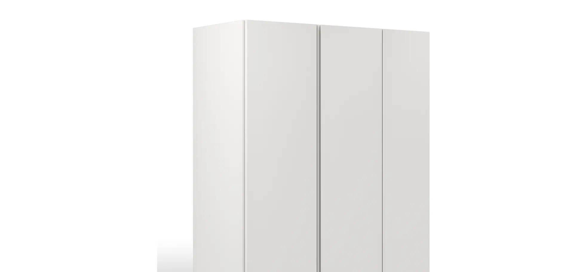 Drehtürenschrank Loretto - B ca. 254 cm, Melamin matt, Weiß