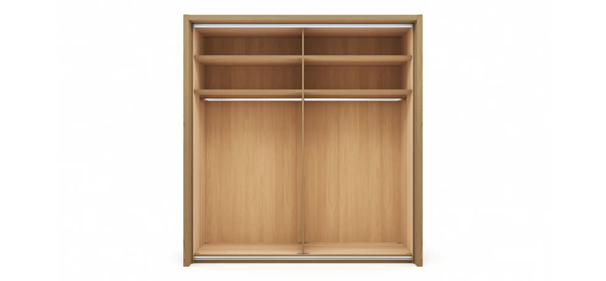 Schwebetürenschrank Lenoso - B. ca. 210 cm, Eiche massiv, Glas Champagner