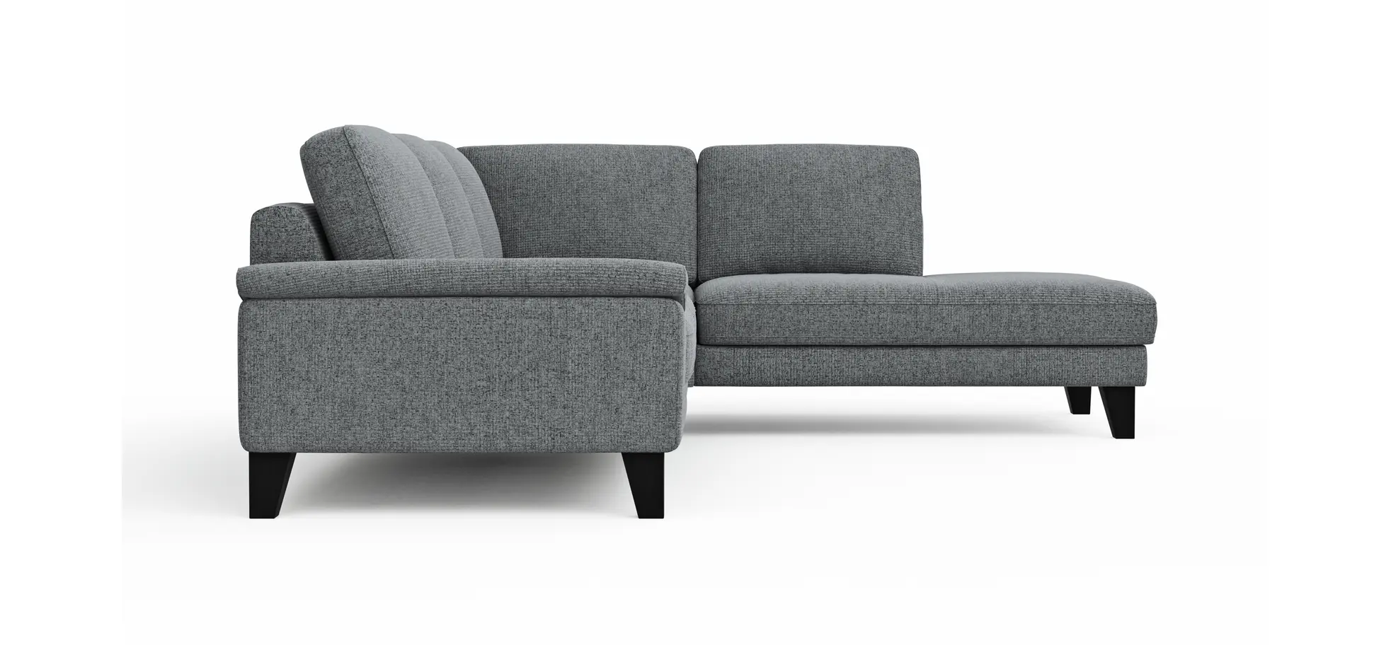 Ecksofa Oviedo - 2,5-Sitzer mit Ecke rechts inkl. Drehsitz, Stoff, Grau
