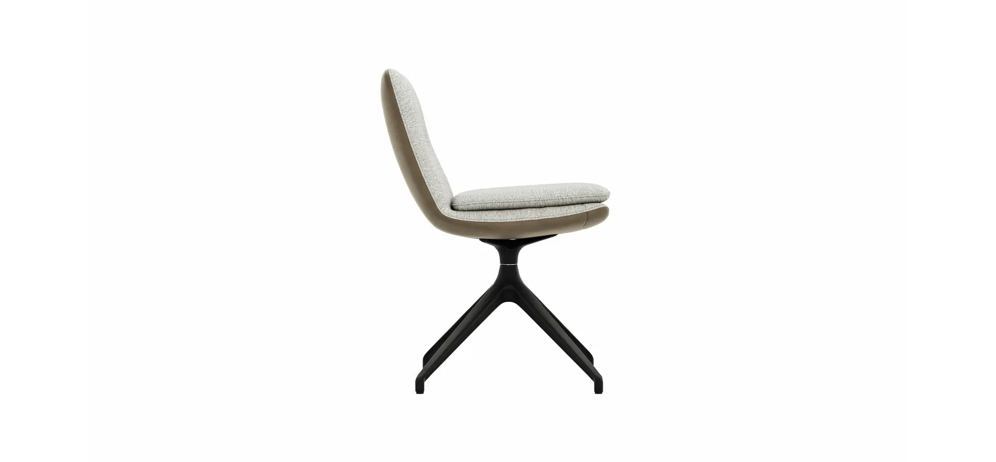 Polsterstuhl Macano - drehbar, Stoff & Leder, Hellgrau, Steingrau