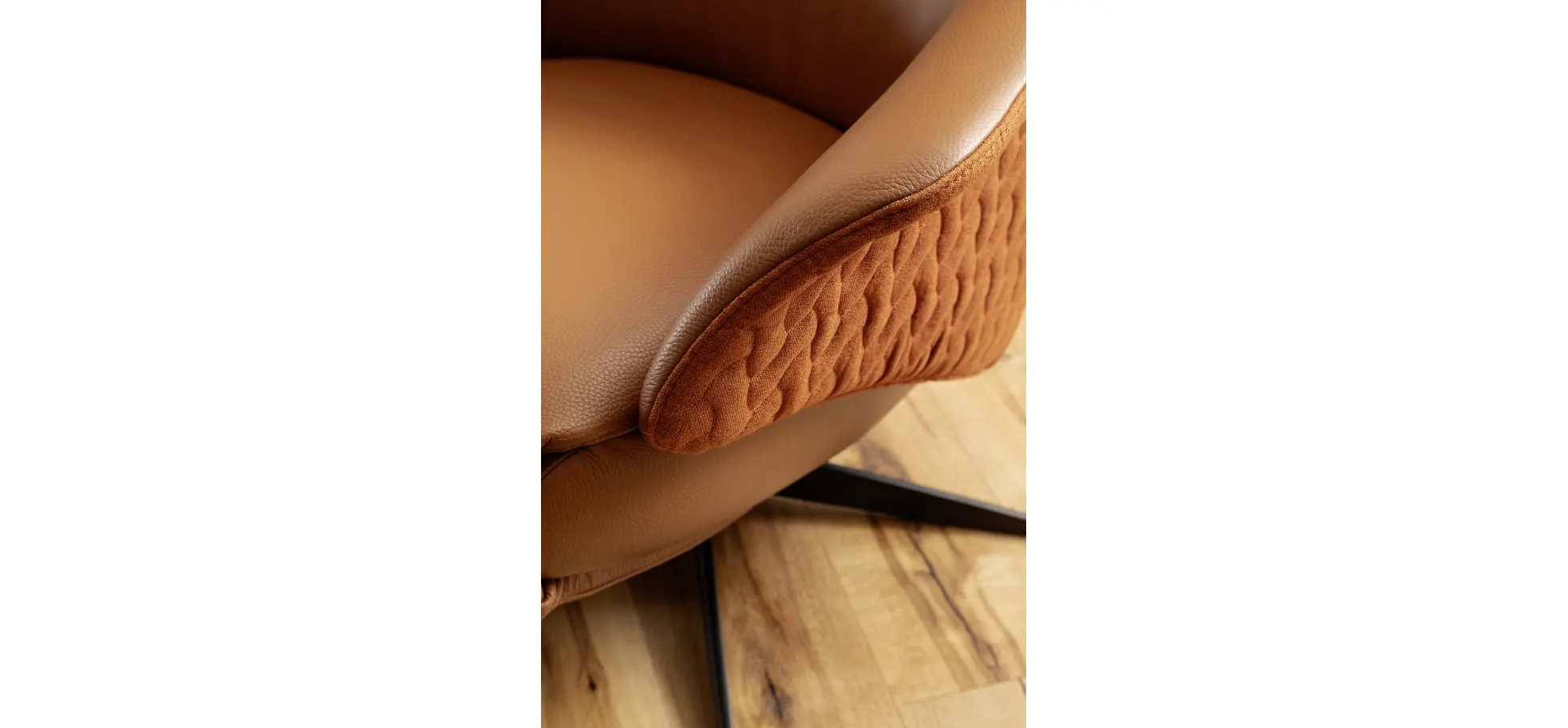 Relaxsessel Follina - Relaxfunktion (motorisch), Leder, Stoff, Cognac