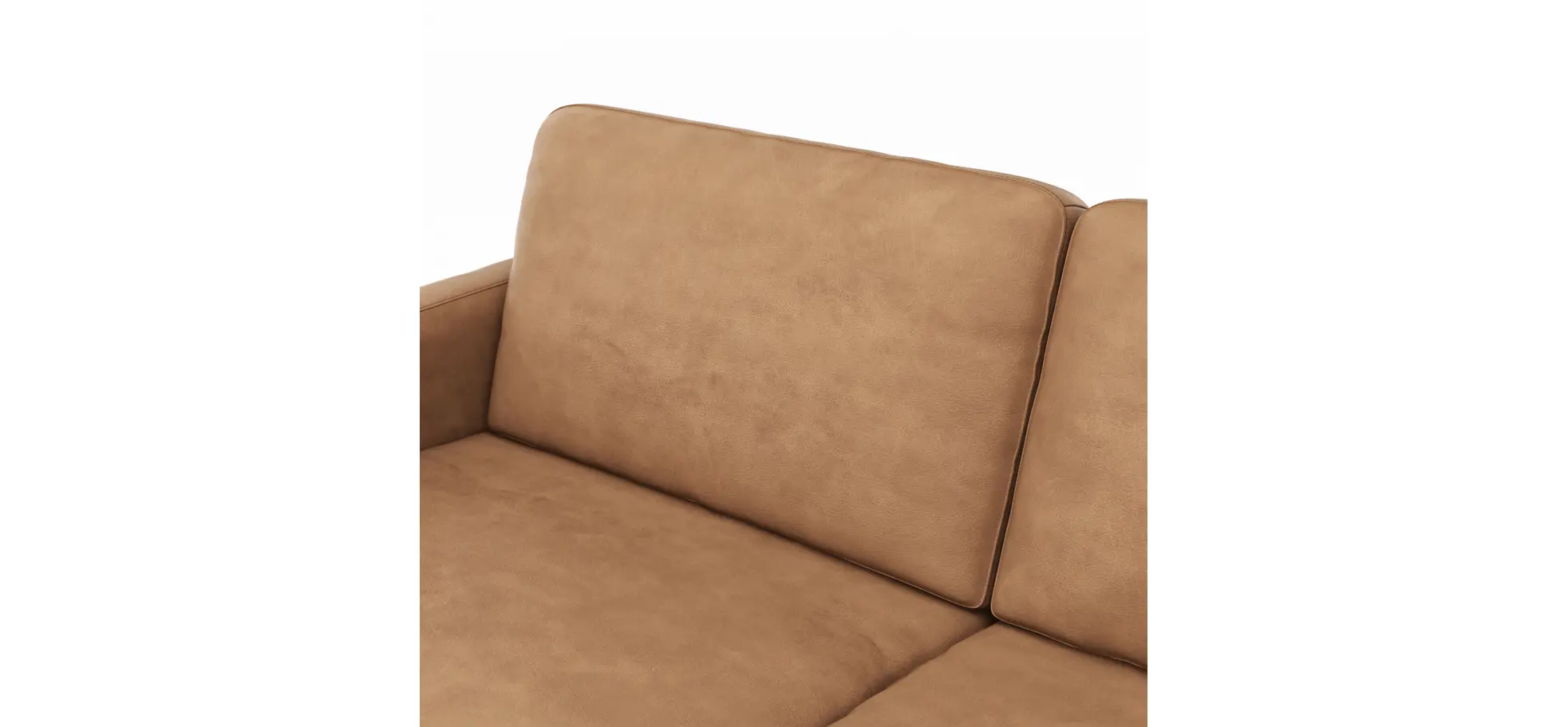 Sofa Enna - 3,5-Sitzer, Armlehne A, Leder, Cognac, Kufe, Schwarz