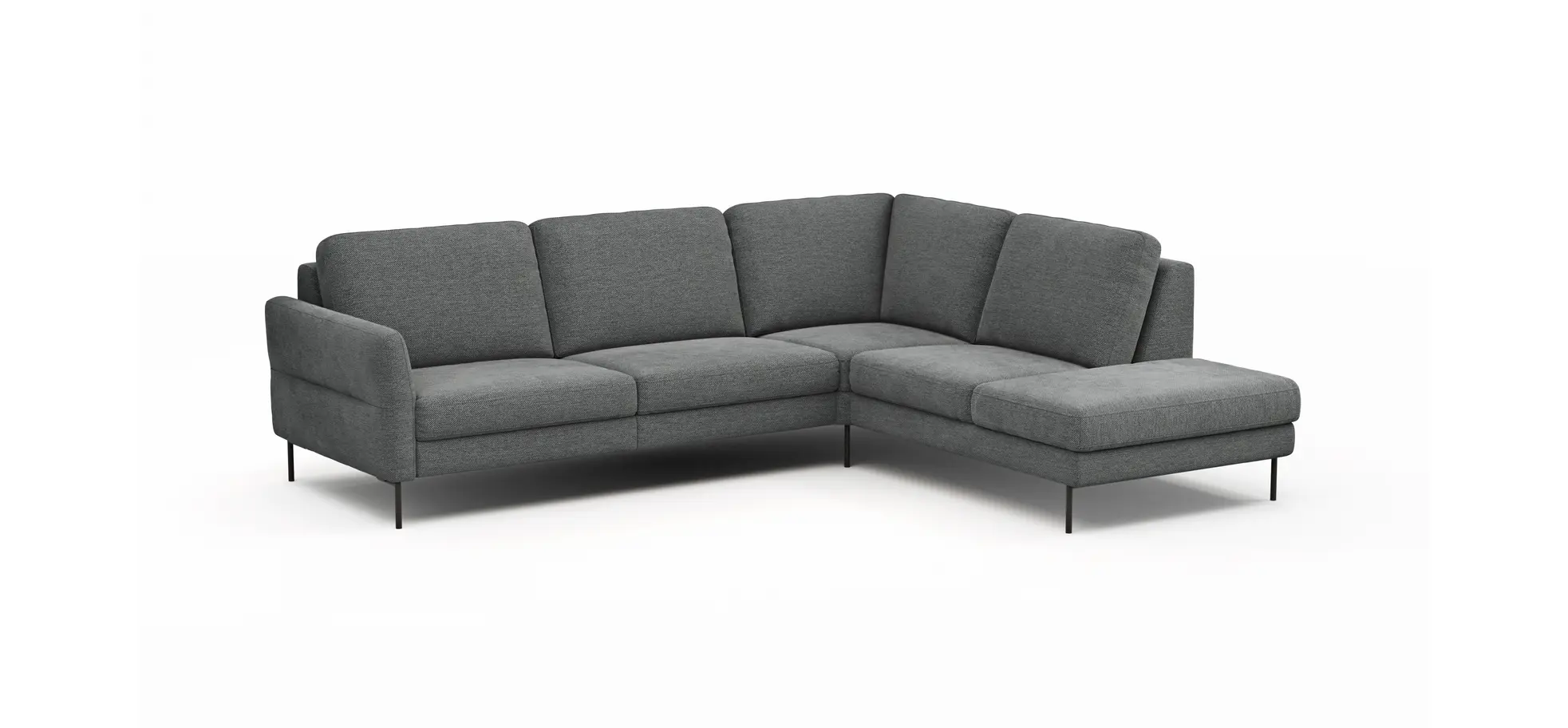 Ecksofa Enna - 3-Sitzer, Ecke rechts, Sitzvorzug (motorisch), Stoff, Anthrazit