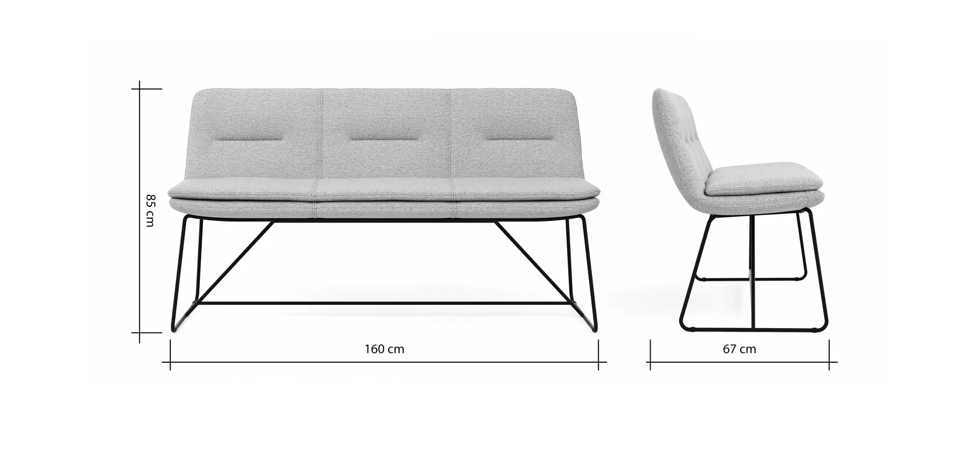 Polsterbank Macano - B ca. 160 cm, Stoff, Beige