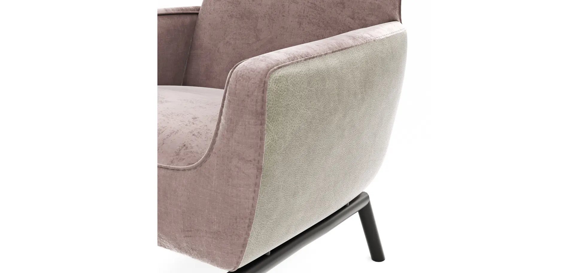 Sessel Matina - Größe M, Leder&Stoff, Dunkelbraun, Mauve