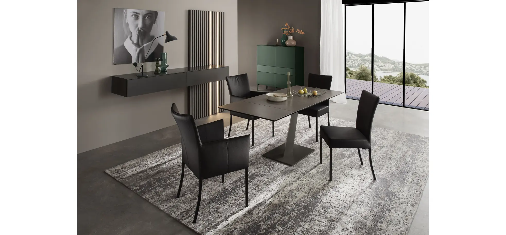 Esstisch Iseo - LB ca. 140x80 cm, ausziehbar, Keramik, Grau