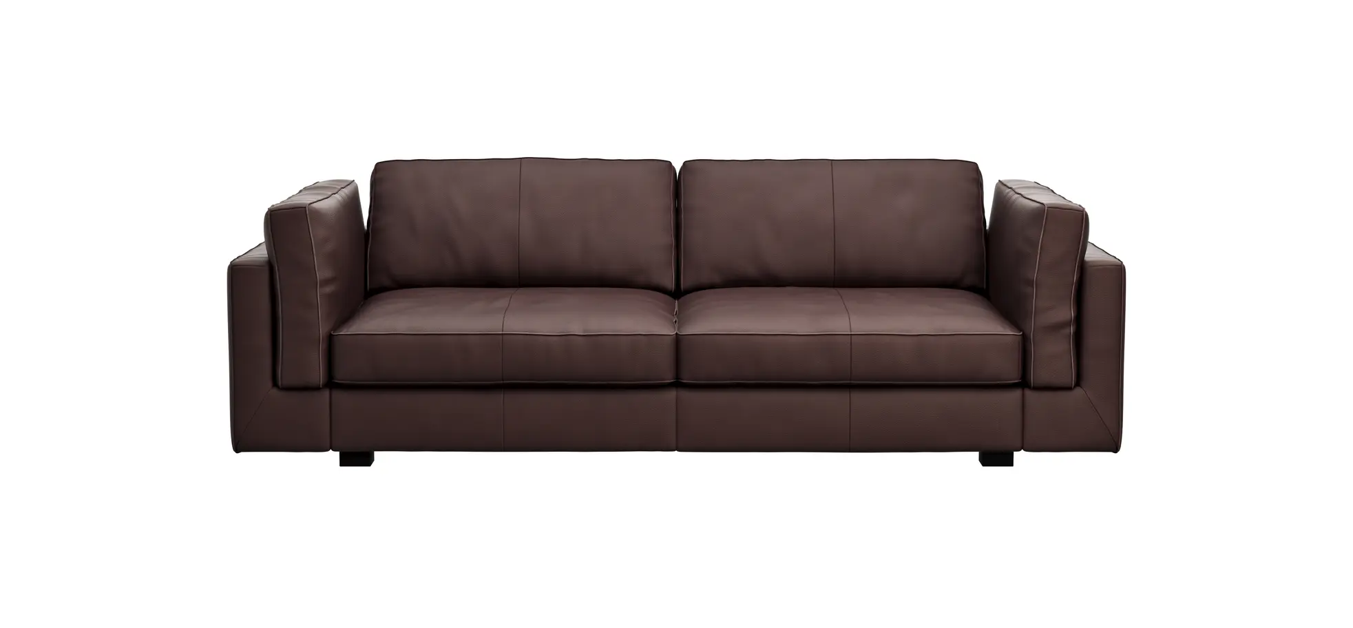 Sofa Aprino 3 - 3,5-Sitzer L, Dickleder, Dunkelbraun, Armlehne Kissen 111318