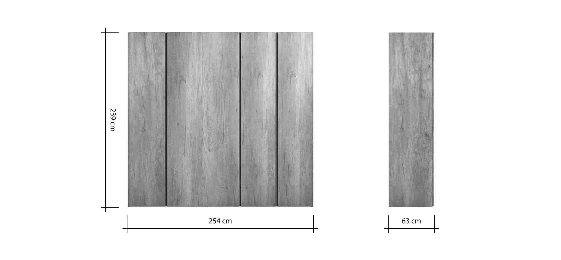 Drehtürenschrank Loretto - B ca. 254 cm, Melamin Astig hell