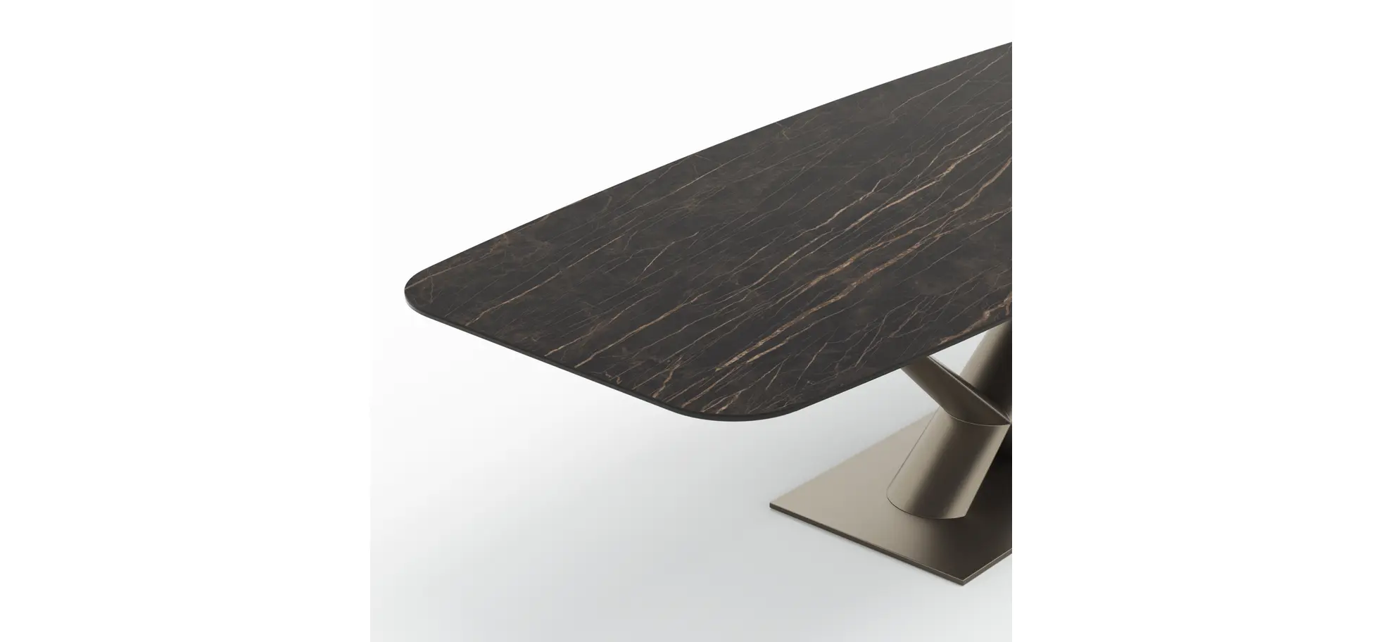 Esstisch Savona - LB ca. 280x100 cm, Fix, Keramik, Schwarz, Bootsform