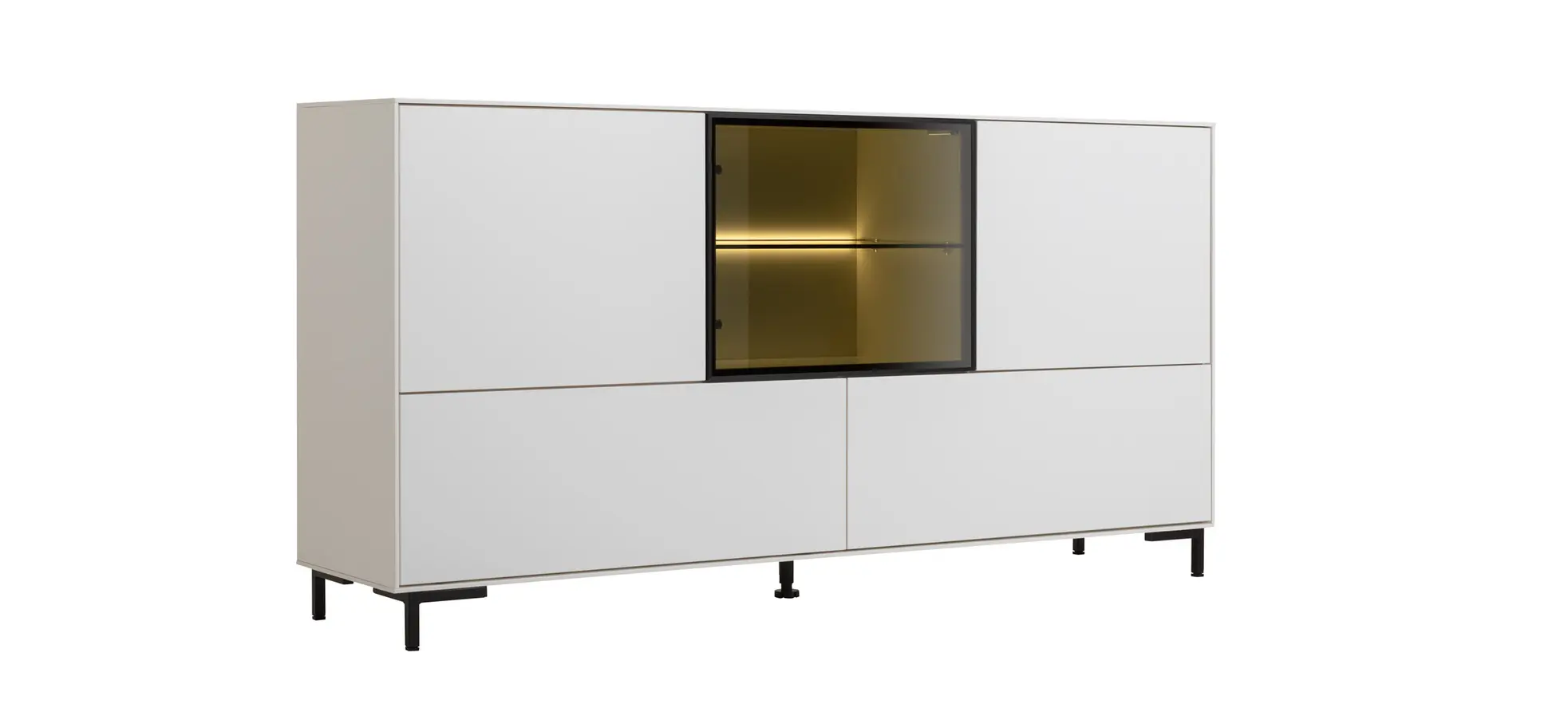 Sideboard Medio - inkl. Beleuchtung, Lack, Weiß