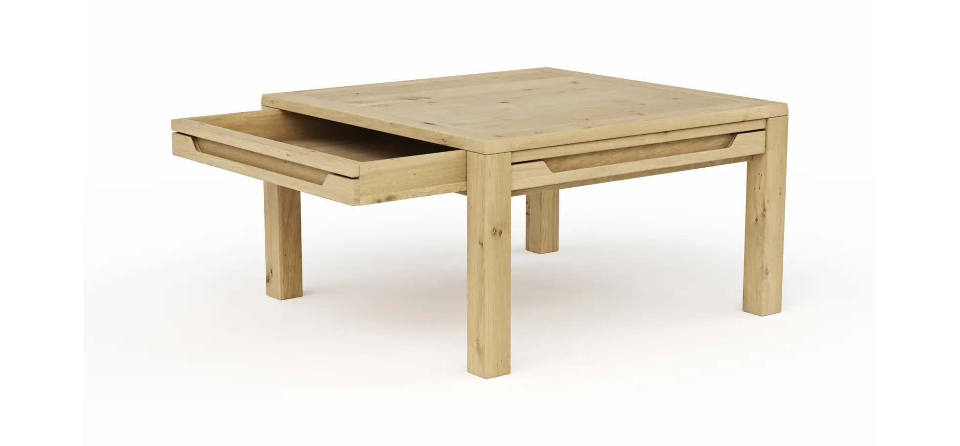 Couchtisch Amora - LBH ca. 80x80x45 cm, Wildeiche massiv bianco