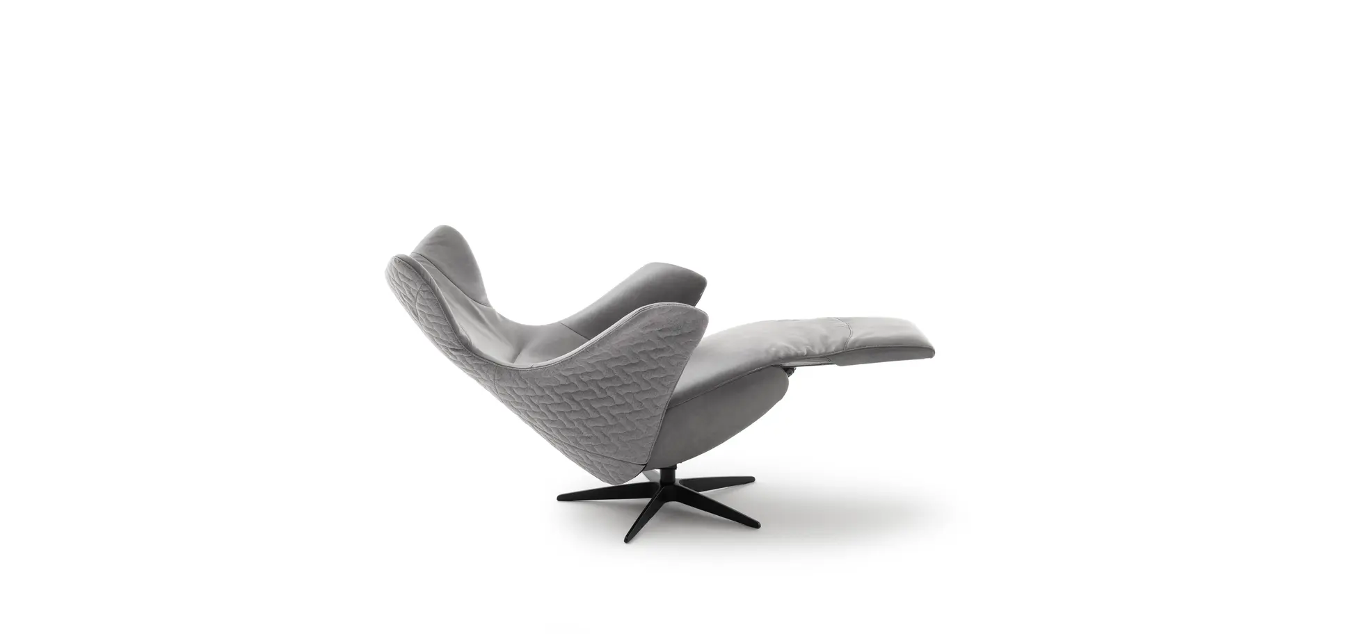 Relaxsessel Follina - Relaxfunktion (motorisch), Leder, Stoff, Grau