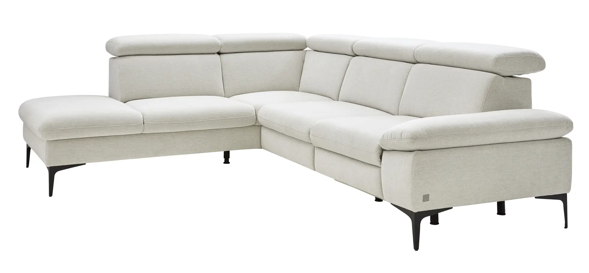 Ecksofa Felipa - Ecke links mit 2,5-Sitzer inkl. Kopfteil verstellbar, Stoff, Natur
