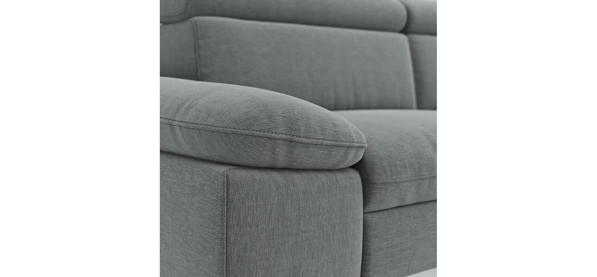 Sofa Felipa - 3-Sitzer inkl. Kopfteil verstellbar, Stoff, Grau