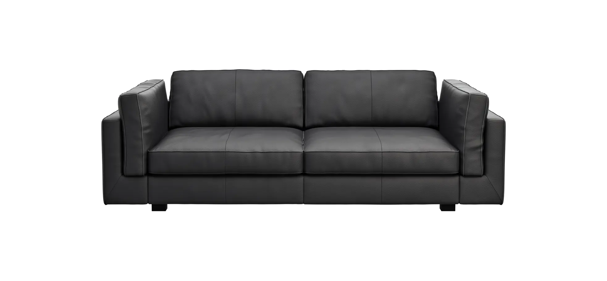 Sofa Aprino 3 - 3,5-Sitzer XXL, Dickleder, Schwarz, Armlehne Kissen 111325